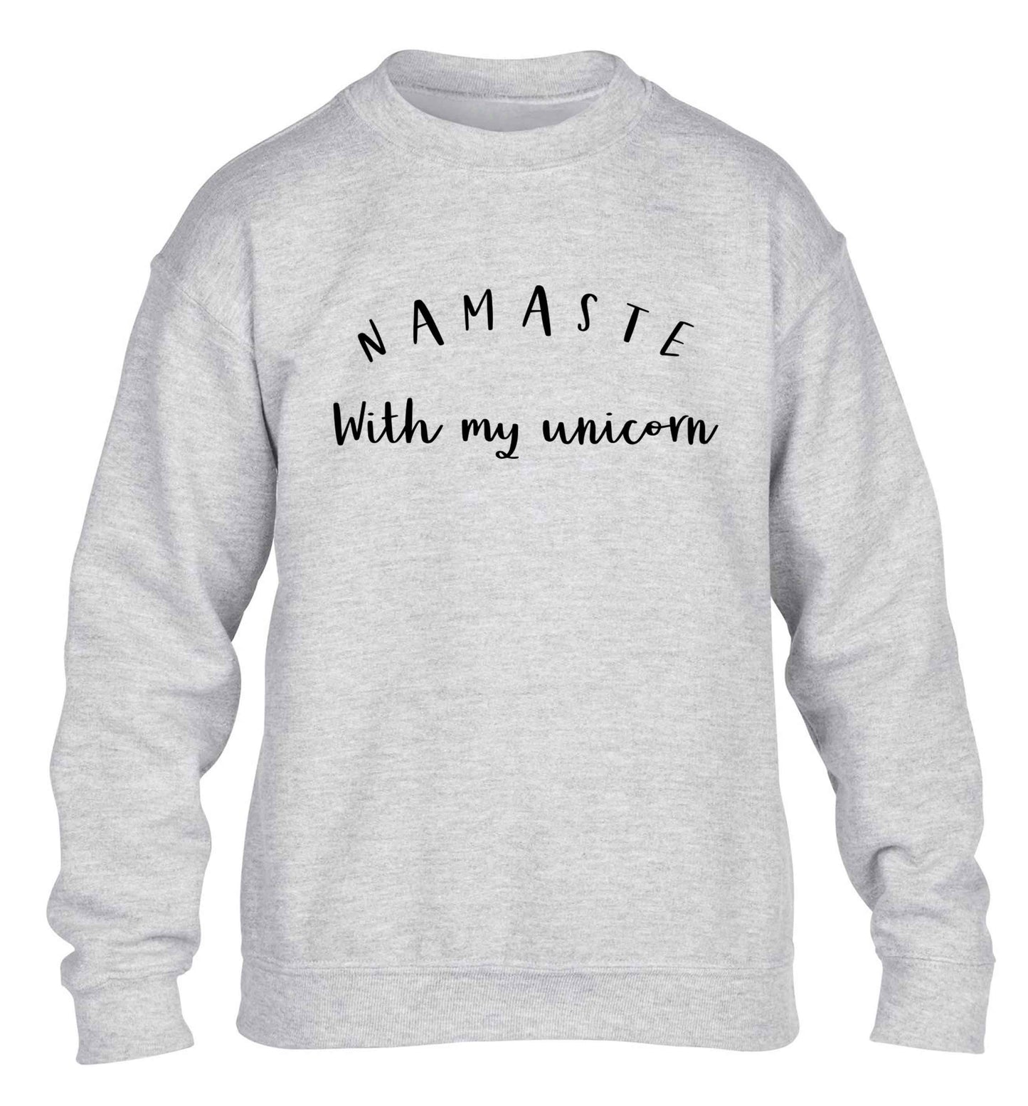 Namaste with my unicorn children's grey sweater 12-13 Years