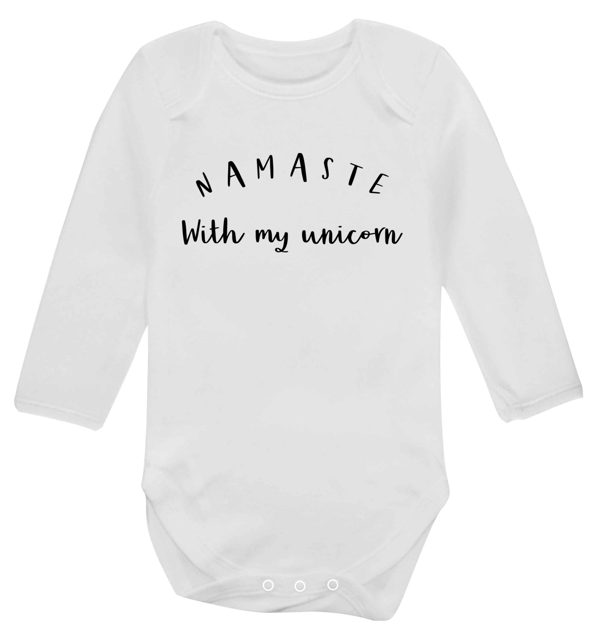 Namaste with my unicorn Baby Vest long sleeved white 6-12 months