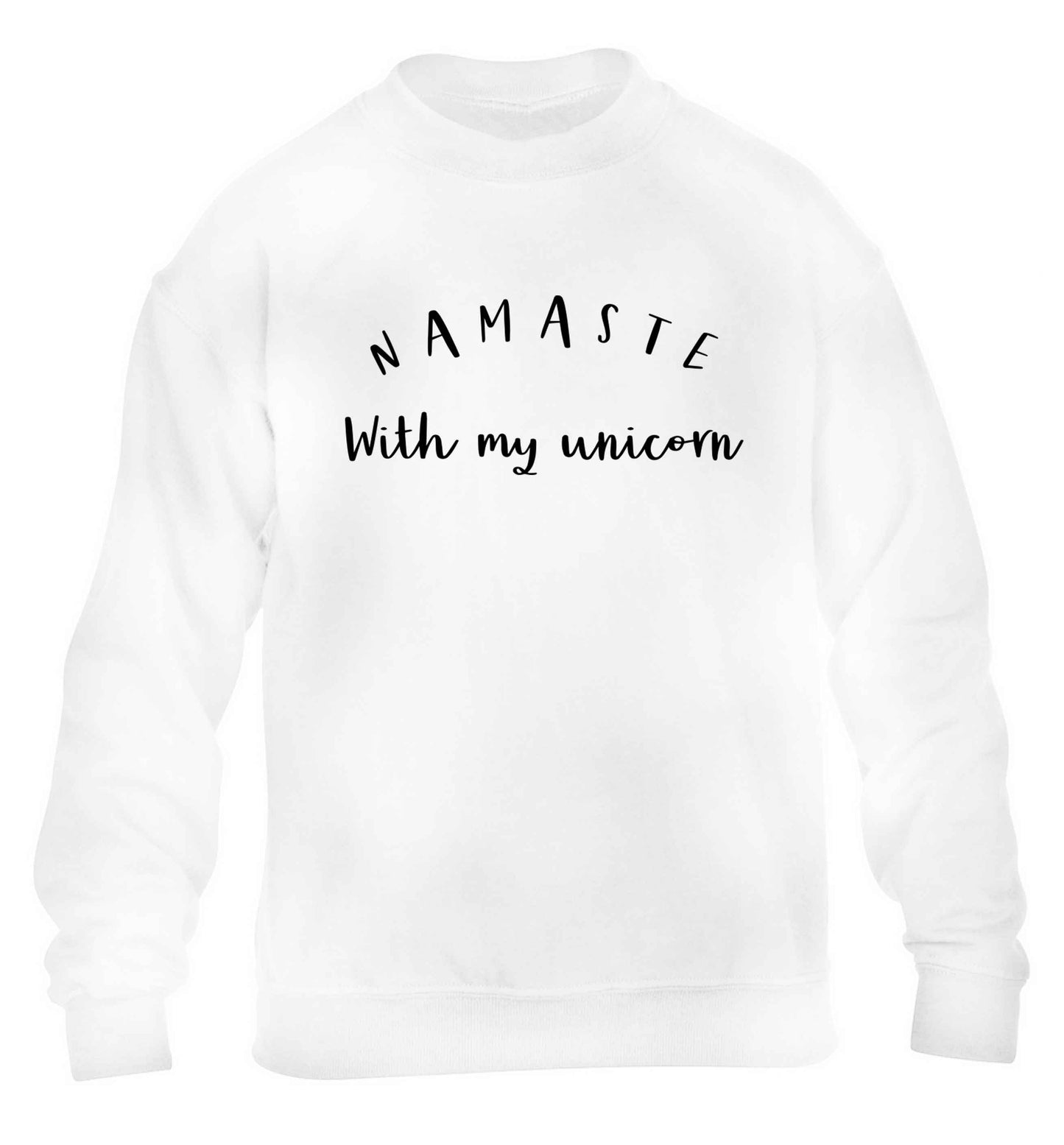 Namaste with my unicorn children's white sweater 12-13 Years