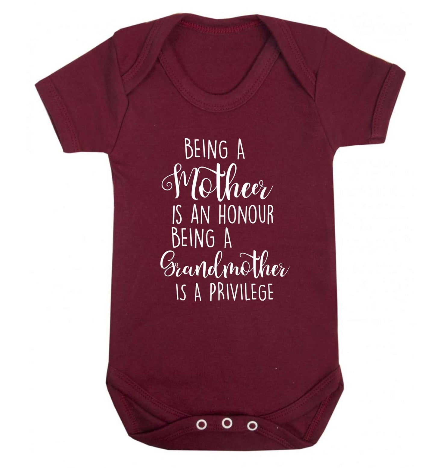 Being a mother is an honour being an grandmother is a privilege Baby Vest maroon 18-24 months