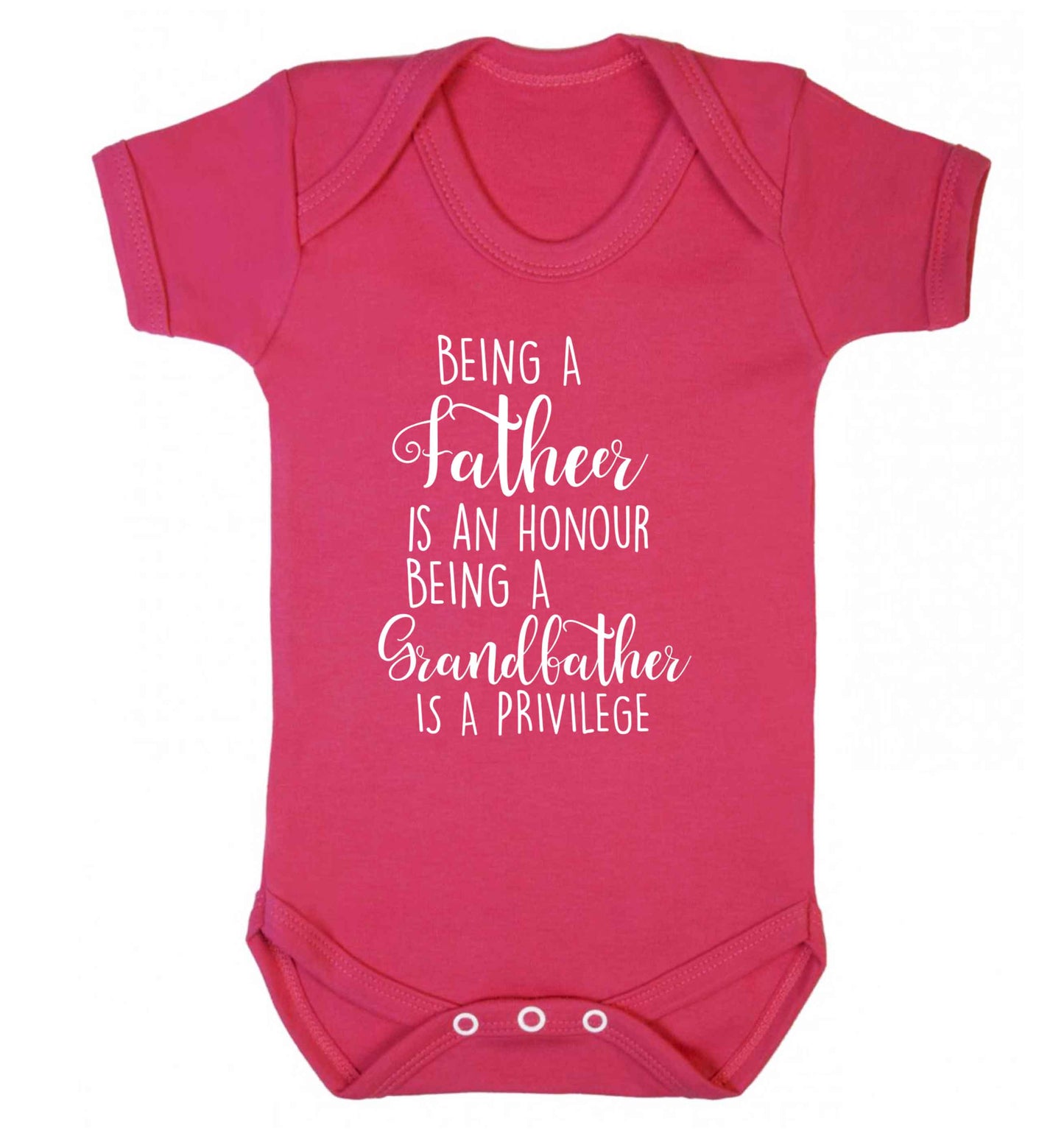 Being a father is an honour being a grandfather is a privilege Baby Vest dark pink 18-24 months
