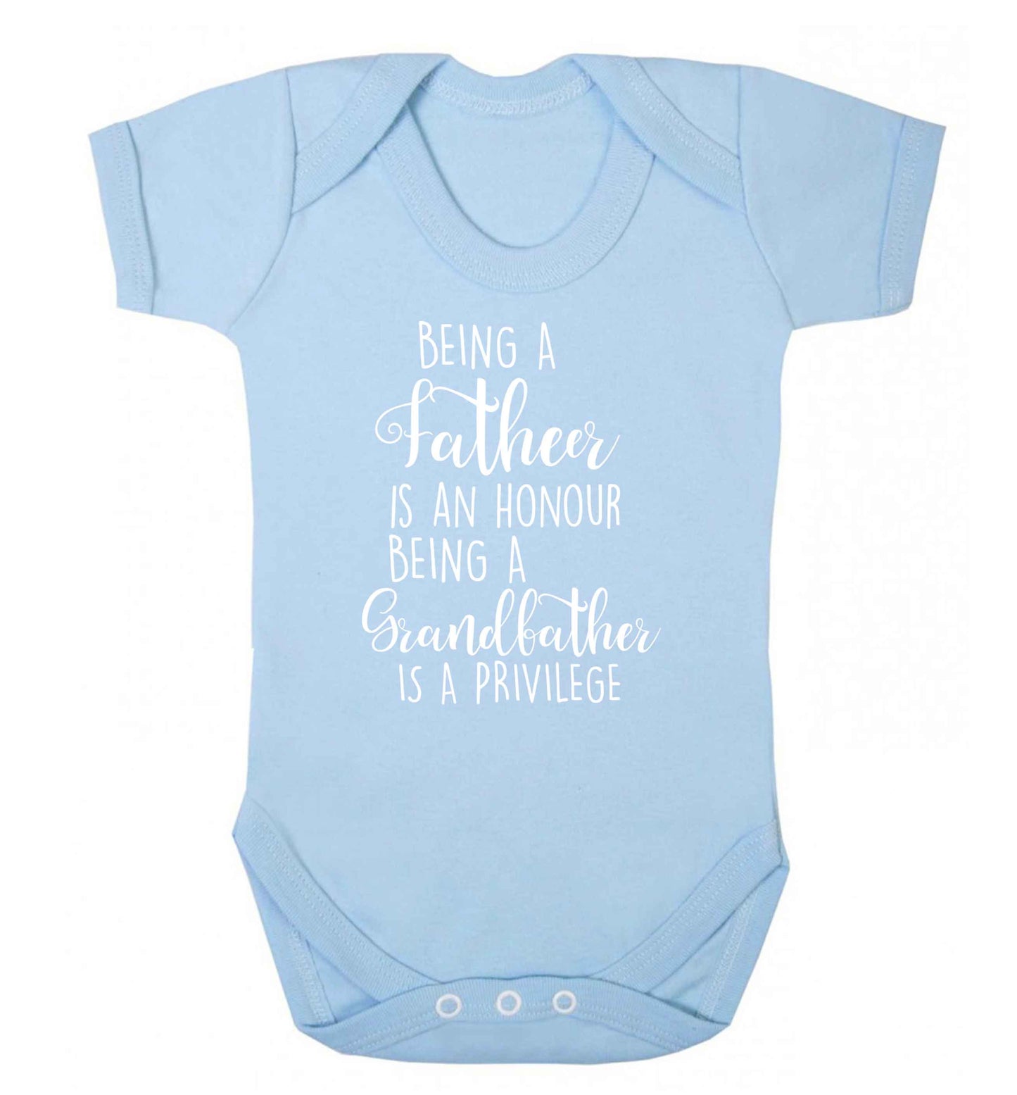 Being a father is an honour being a grandfather is a privilege Baby Vest pale blue 18-24 months