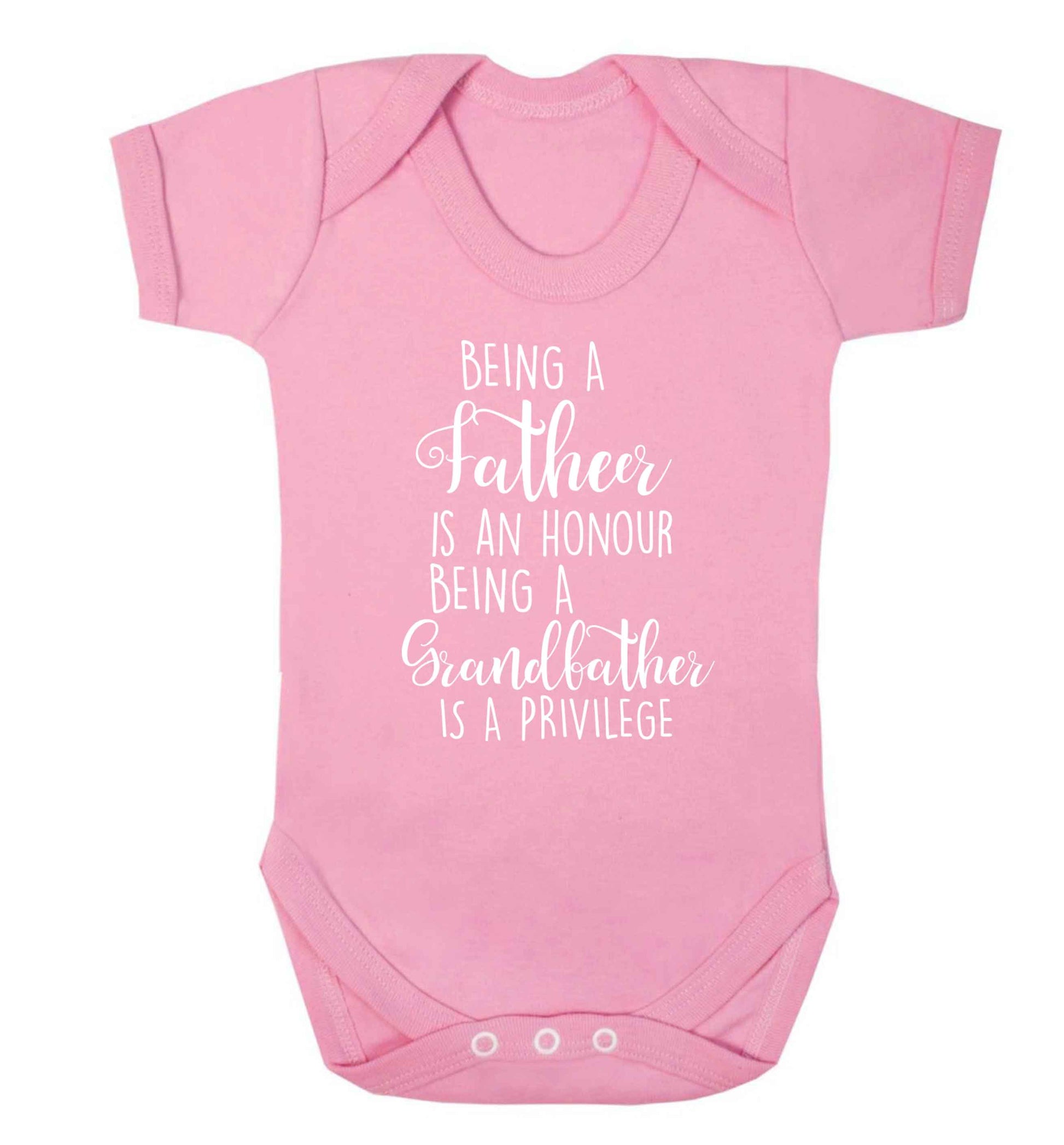 Being a father is an honour being a grandfather is a privilege Baby Vest pale pink 18-24 months