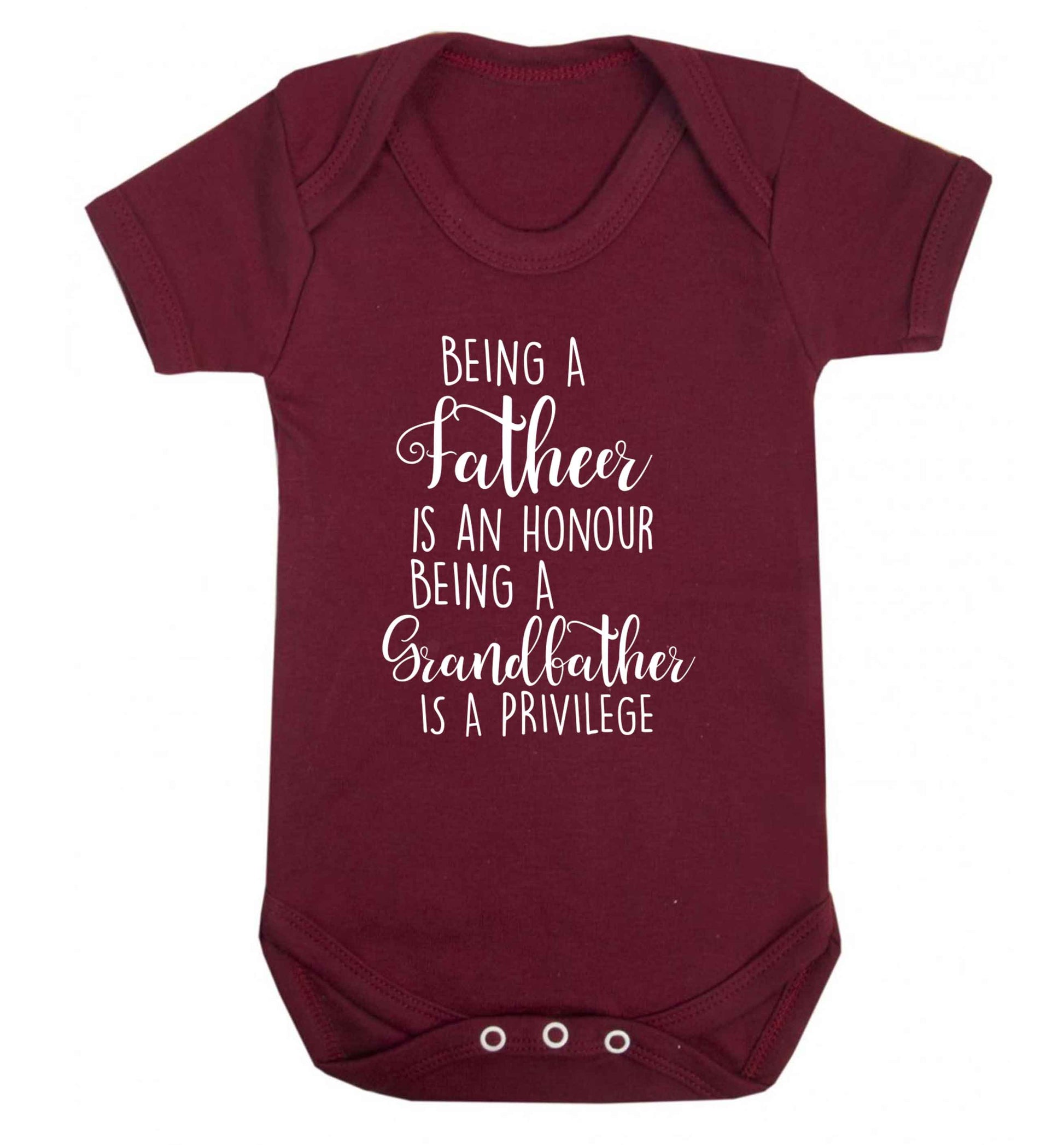 Being a father is an honour being a grandfather is a privilege Baby Vest maroon 18-24 months