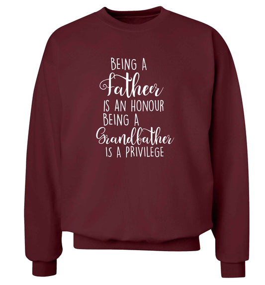 Being a father is an honour being a grandfather is a privilege Adult's unisex maroon Sweater 2XL