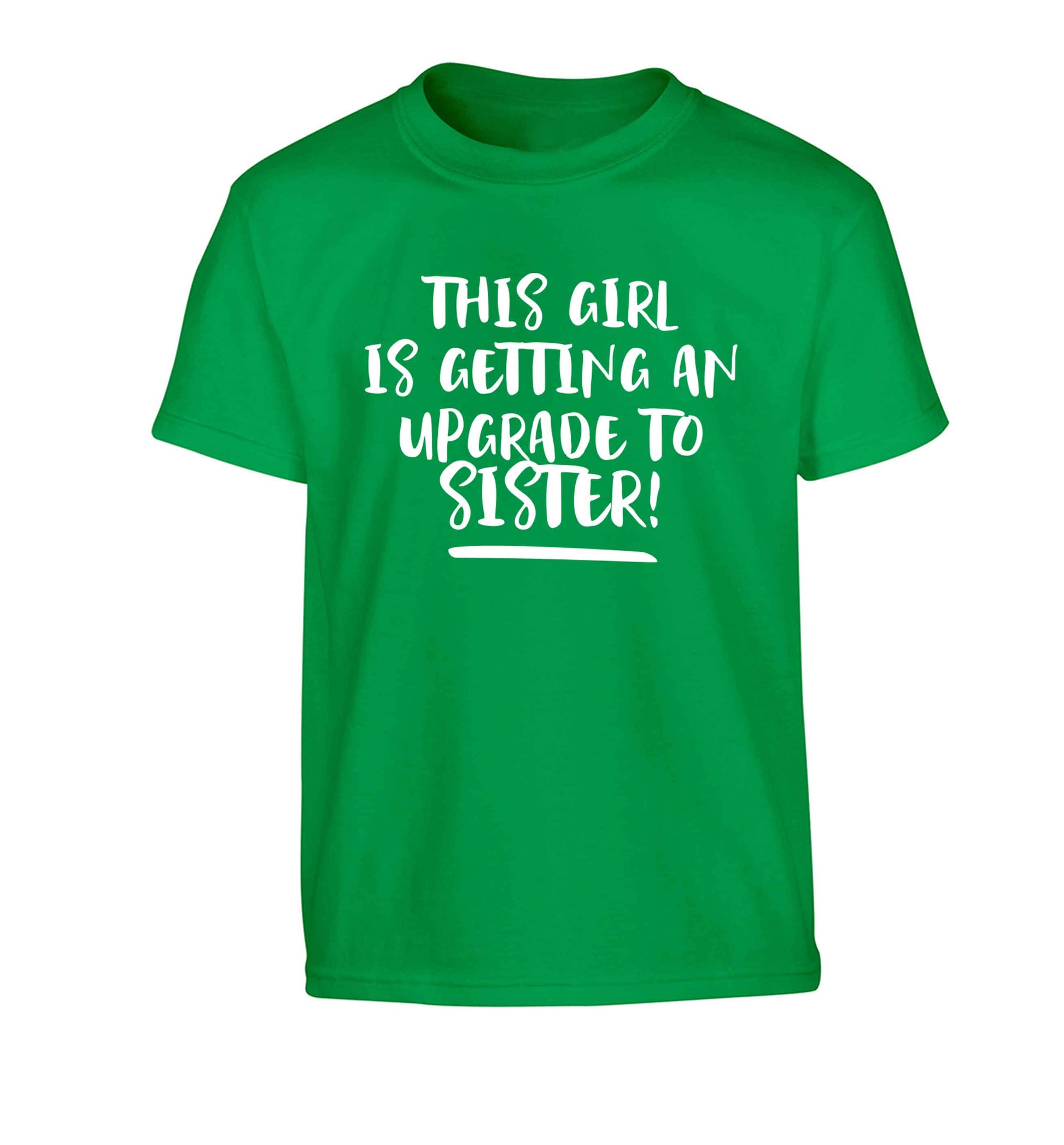 This girl is getting an upgrade to sister! Children's green Tshirt 12-13 Years