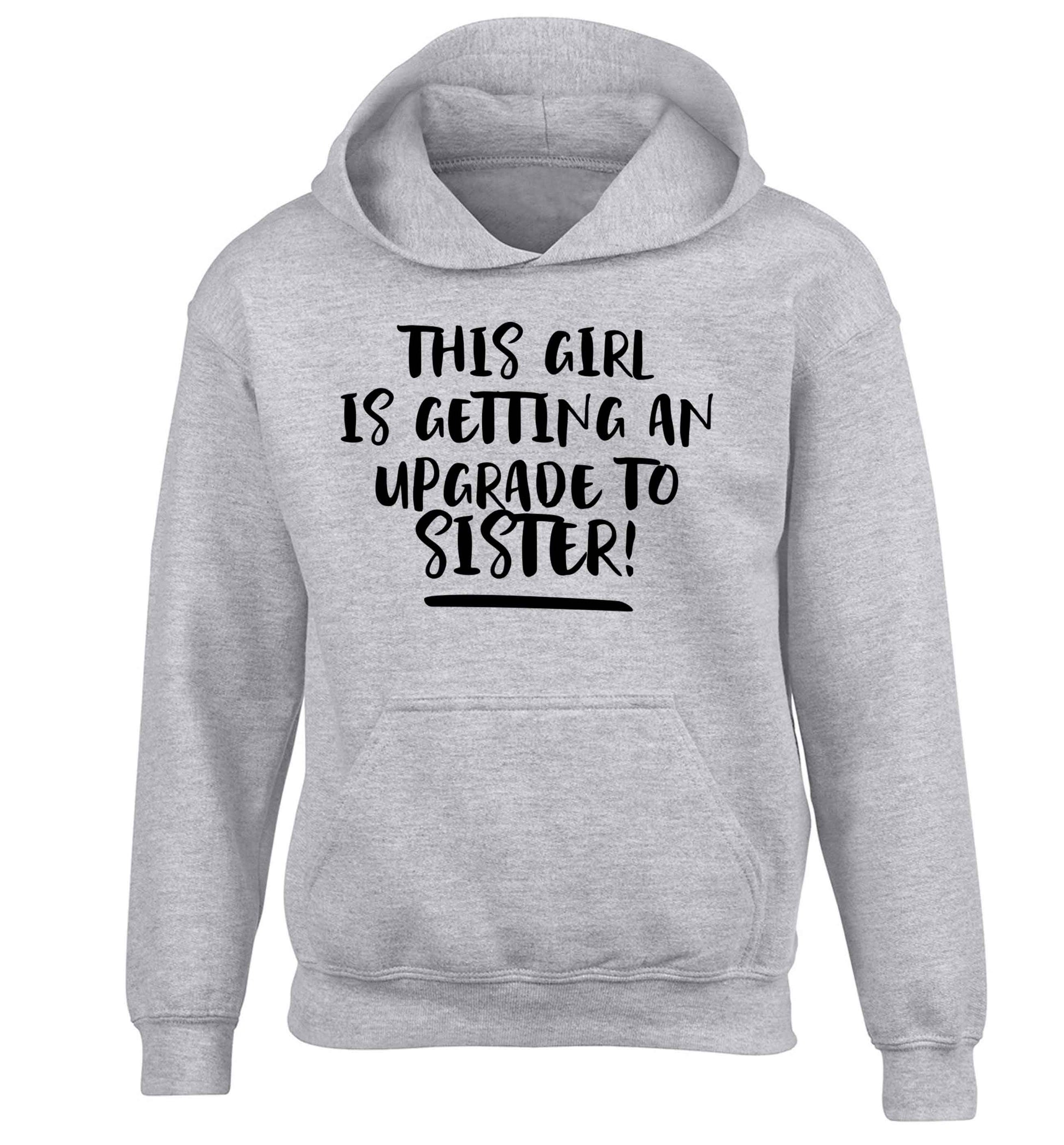 This girl is getting an upgrade to sister! children's grey hoodie 12-13 Years