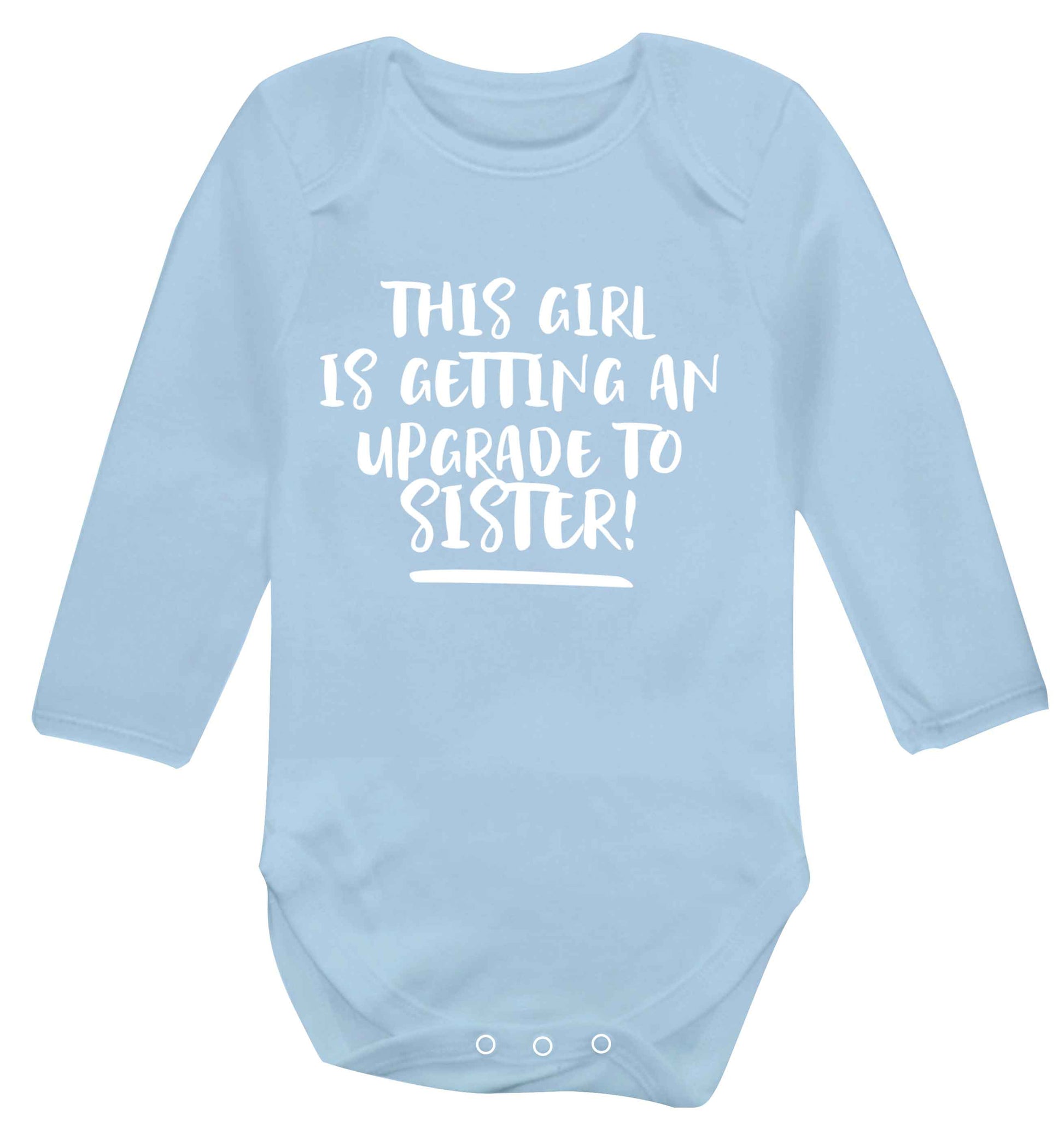 This girl is getting an upgrade to sister! Baby Vest long sleeved pale blue 6-12 months