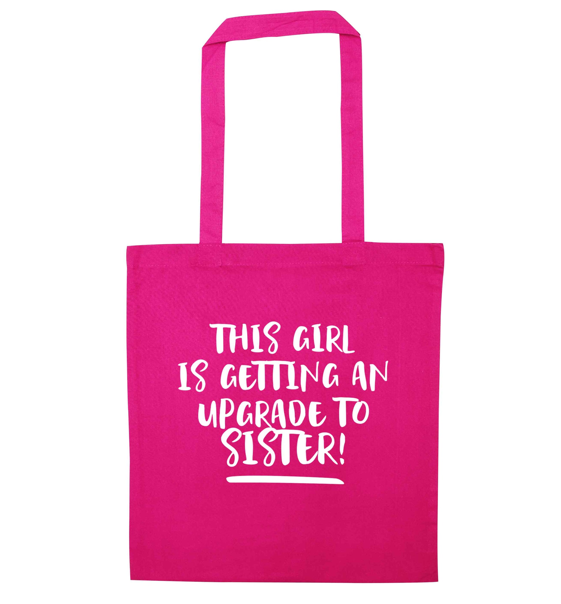 This girl is getting an upgrade to sister! pink tote bag
