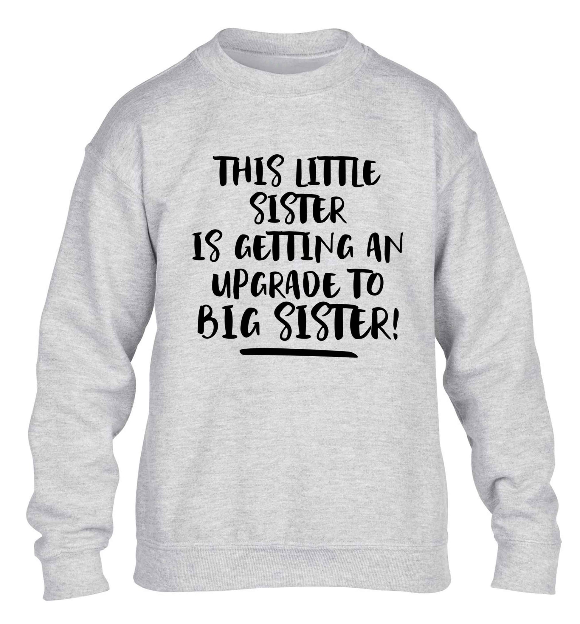 This little sister is getting an upgrade to big sister! children's grey sweater 12-13 Years