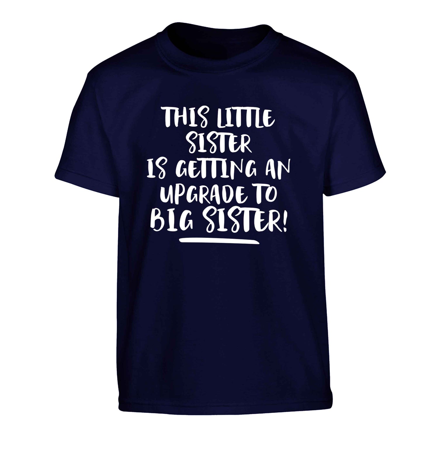 This little sister is getting an upgrade to big sister! Children's navy Tshirt 12-13 Years