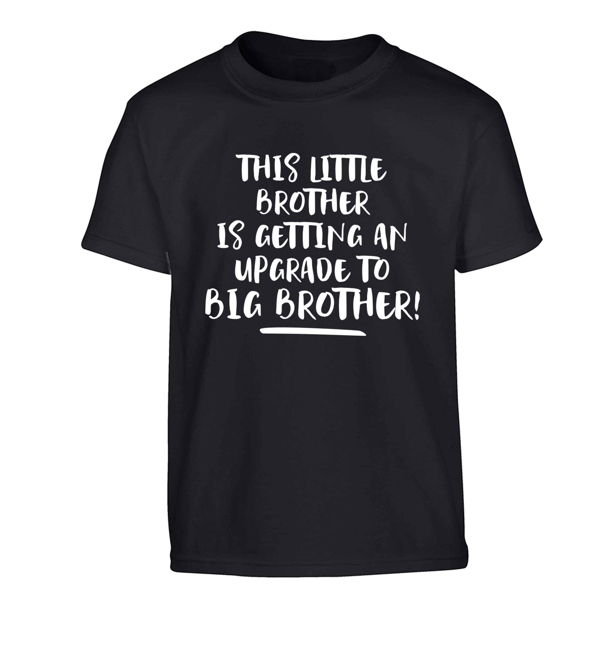 This little brother is getting an upgrade to big brother! Children's black Tshirt 12-13 Years