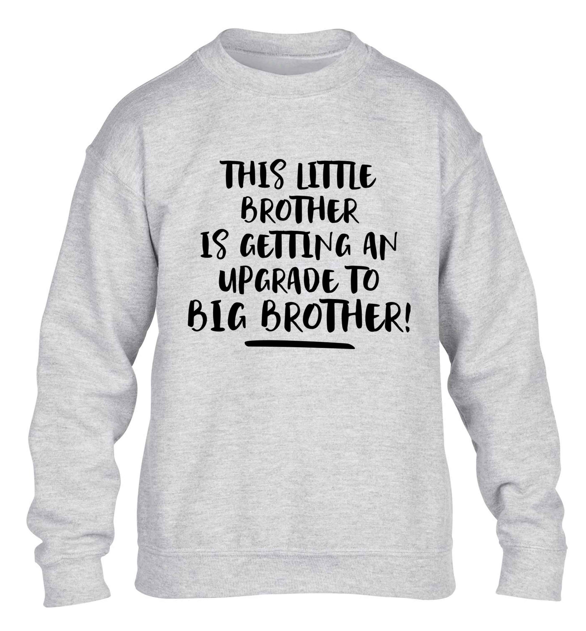 This little brother is getting an upgrade to big brother! children's grey sweater 12-13 Years