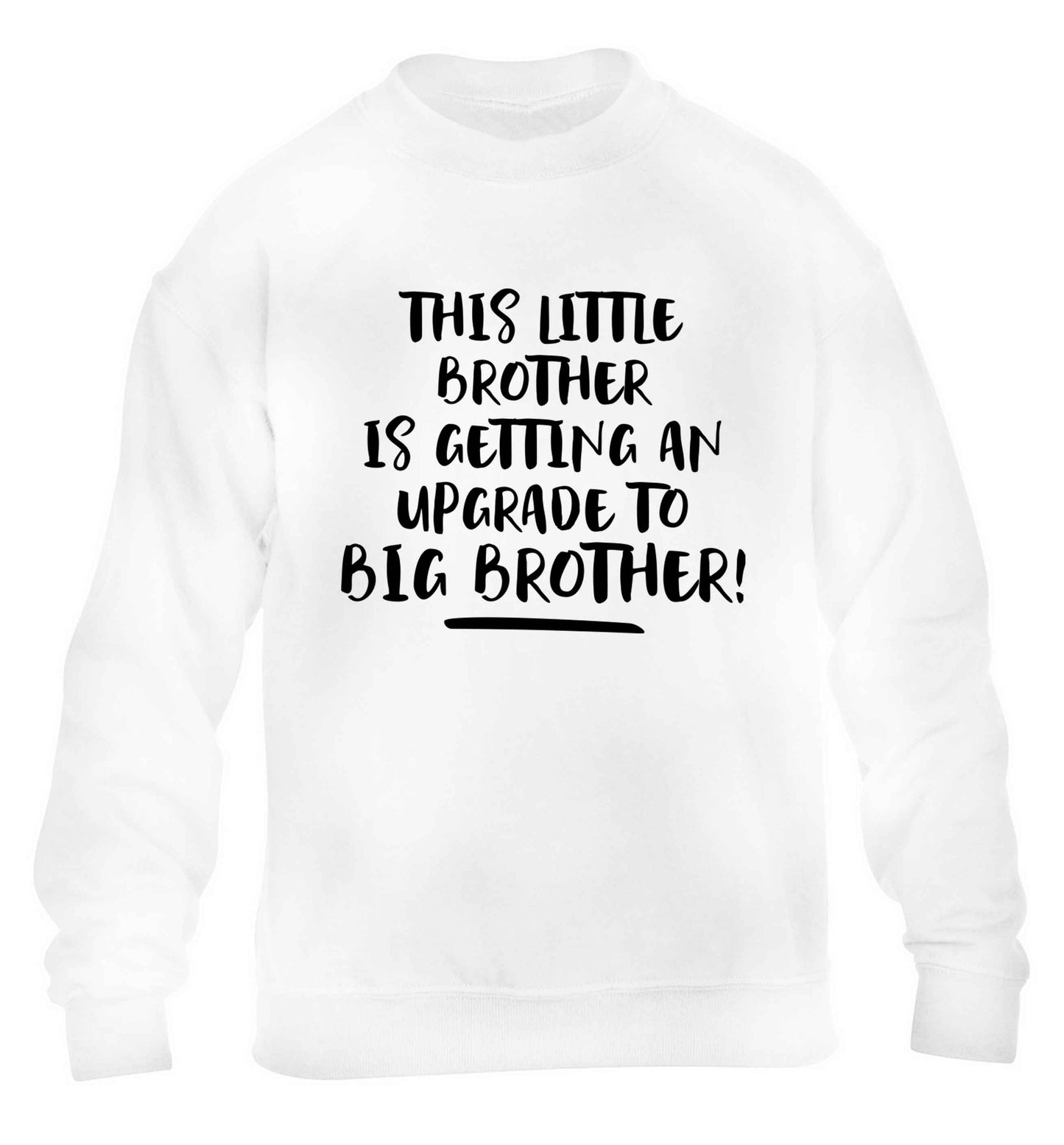 This little brother is getting an upgrade to big brother! children's white sweater 12-13 Years