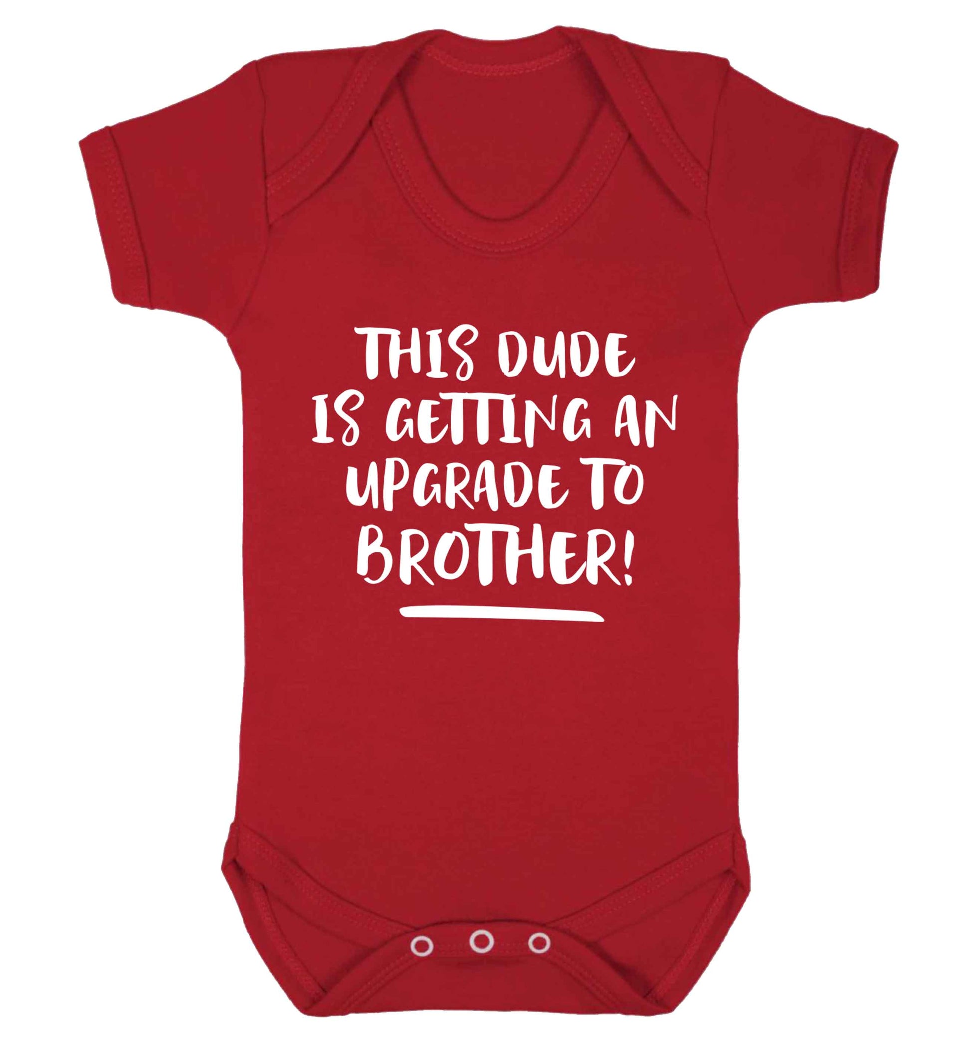 This dude is getting an upgrade to brother! Baby Vest red 18-24 months