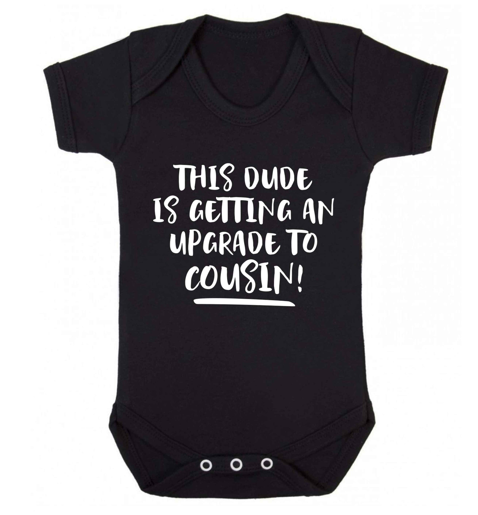 This dude is getting an upgrade to cousin! Baby Vest black 18-24 months