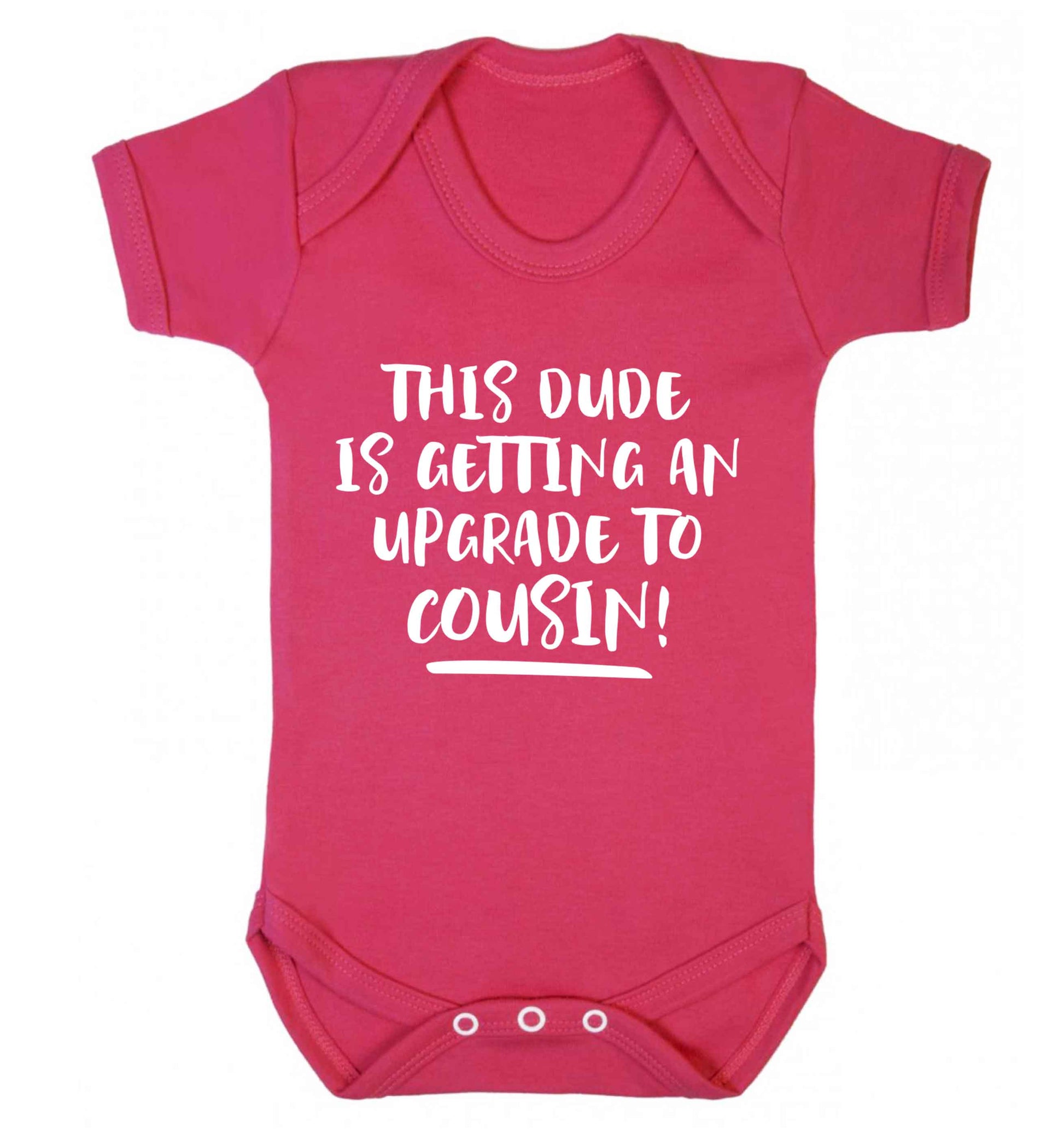 This dude is getting an upgrade to cousin! Baby Vest dark pink 18-24 months