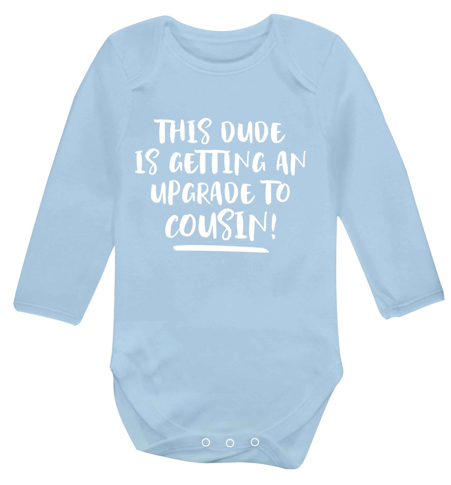 This dude is getting an upgrade to cousin! Baby Vest long sleeved pale blue 6-12 months
