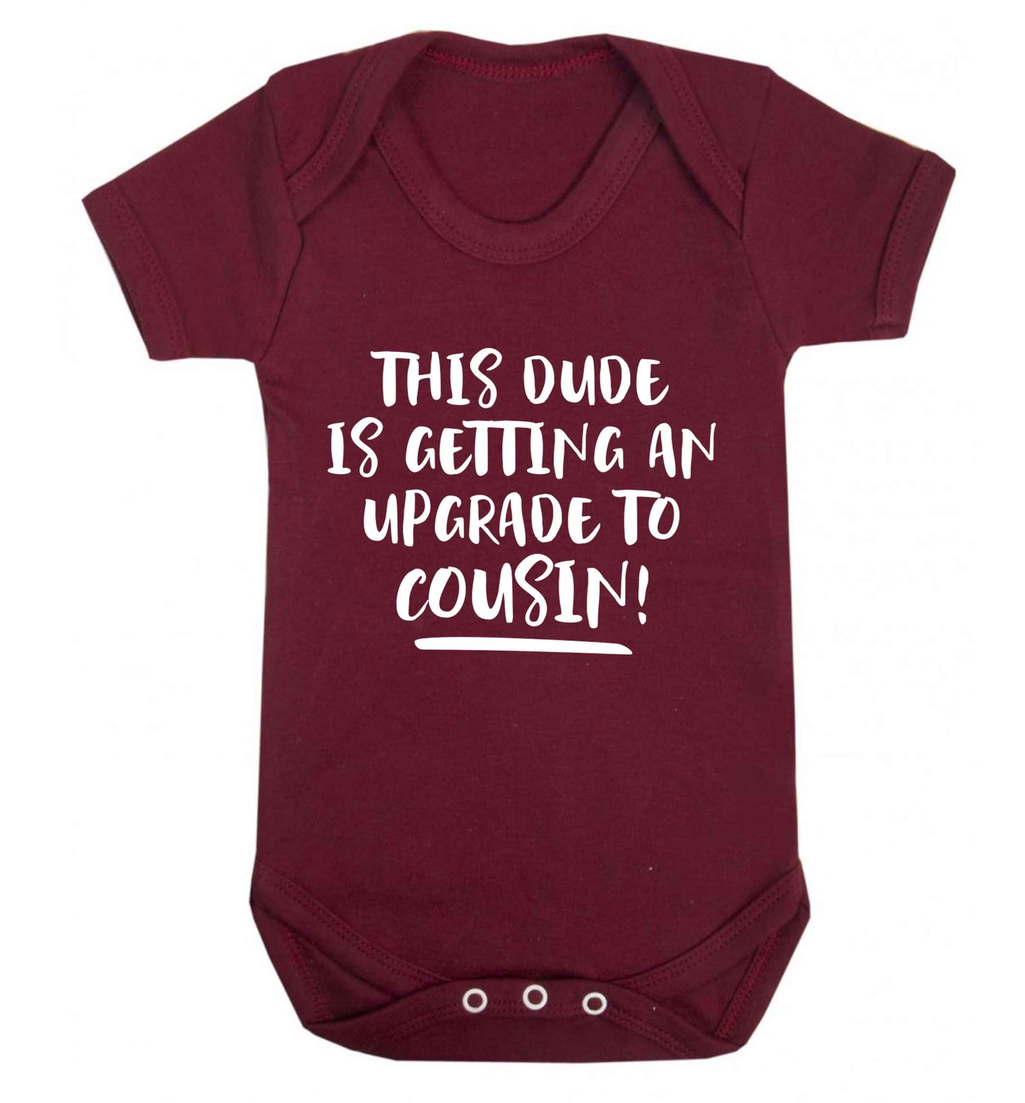 This dude is getting an upgrade to cousin! Baby Vest maroon 18-24 months