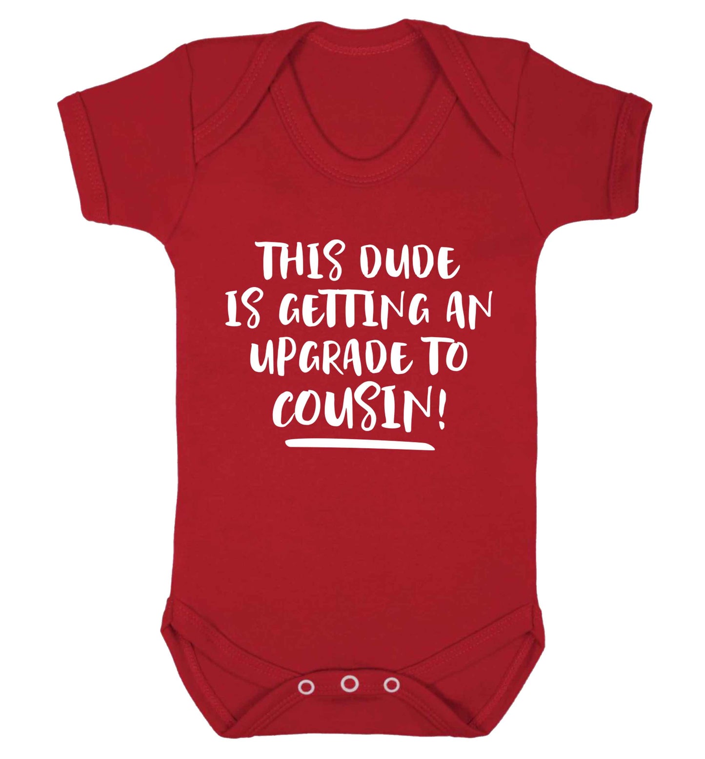 This dude is getting an upgrade to cousin! Baby Vest red 18-24 months