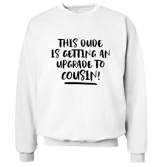 This dude is getting an upgrade to cousin! Adult's unisex white Sweater 2XL