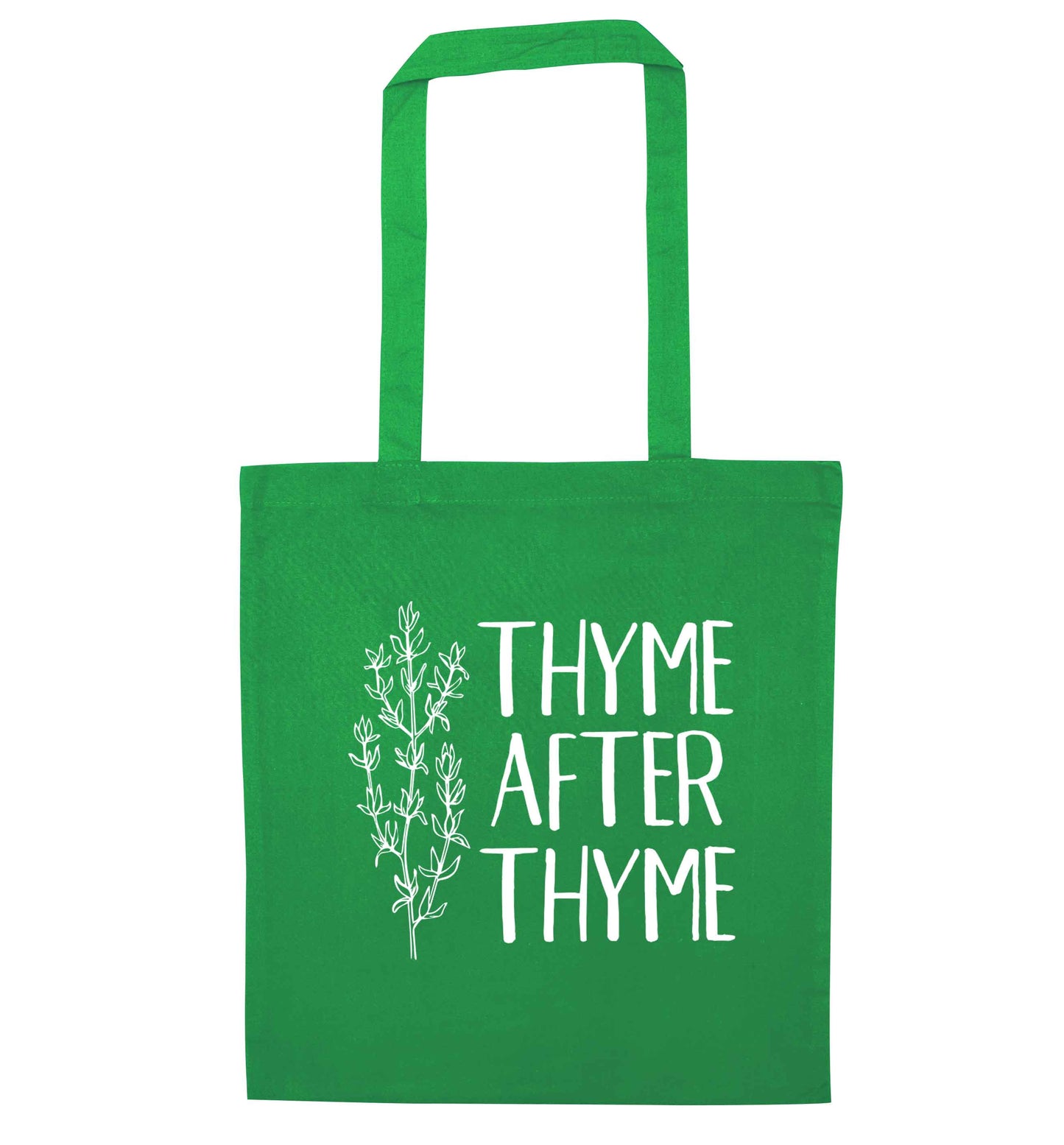 Thyme after thyme green tote bag