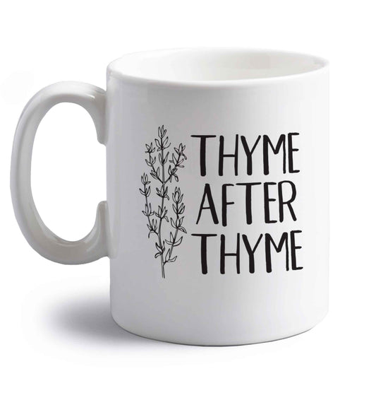 Thyme after thyme right handed white ceramic mug 