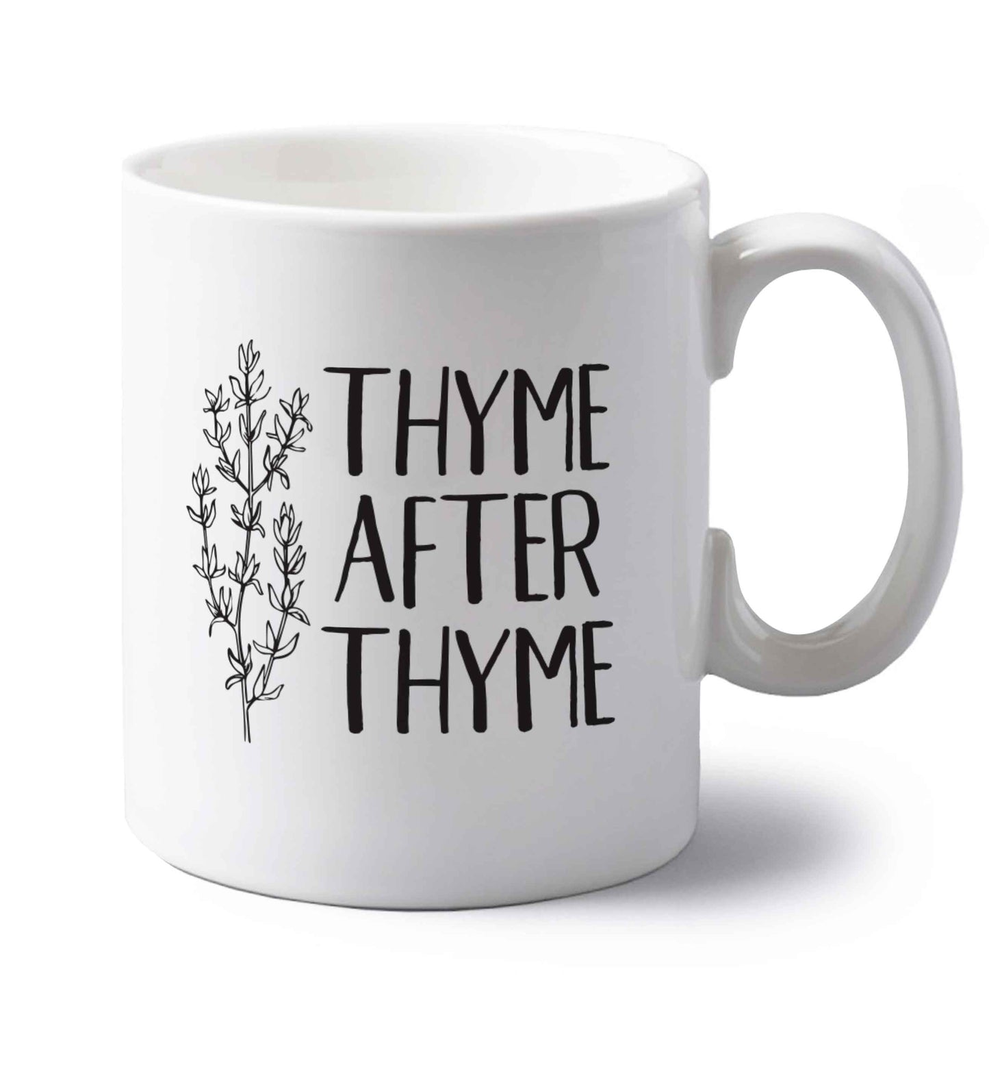 Thyme after thyme left handed white ceramic mug 