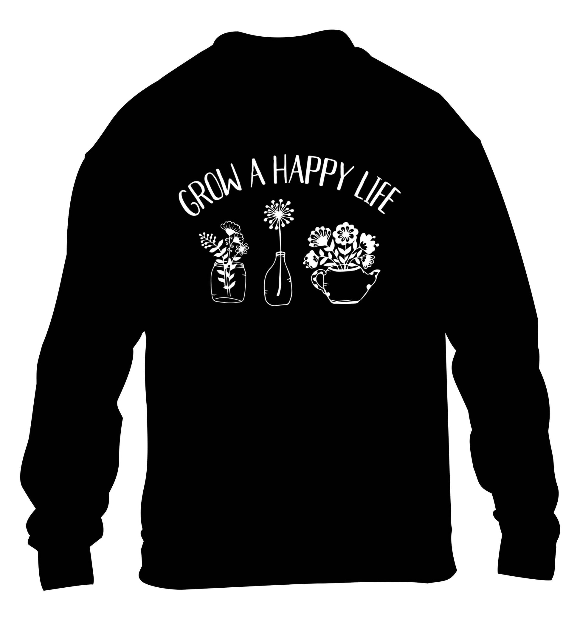 Grow a happy life children's black sweater 12-13 Years