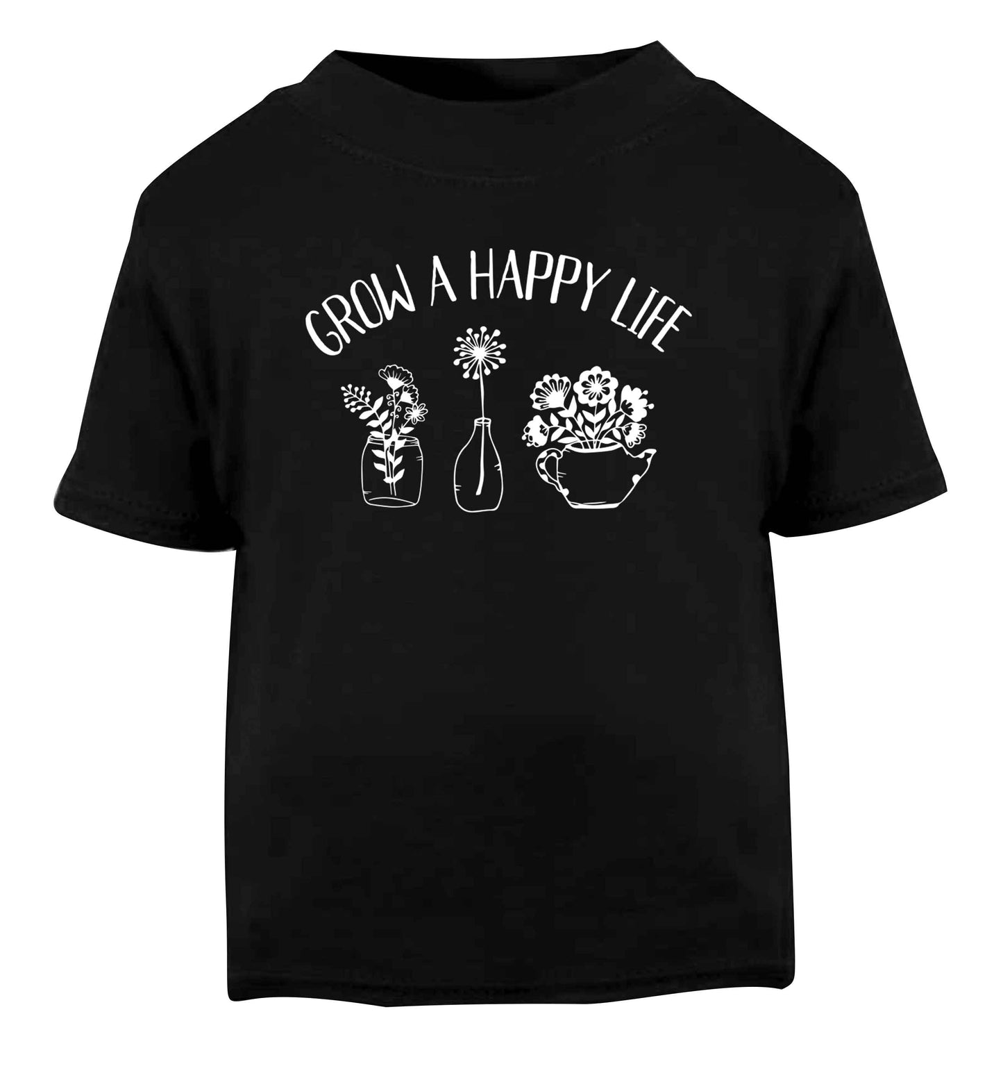Grow a happy life Black Baby Toddler Tshirt 2 years