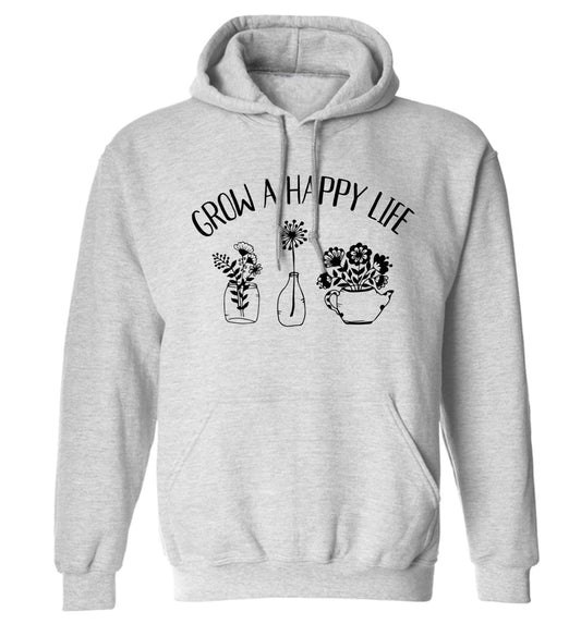 Grow a happy life adults unisex grey hoodie 2XL