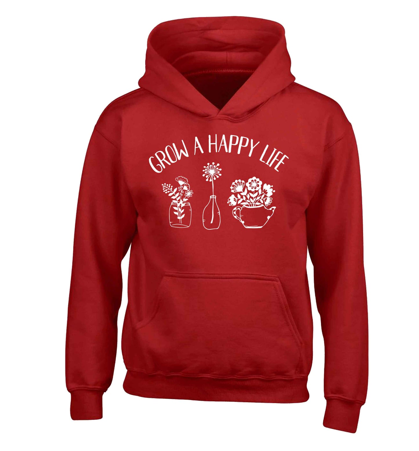 Grow a happy life children's red hoodie 12-13 Years