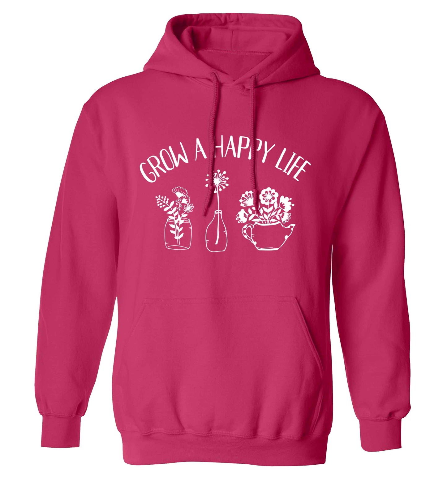Grow a happy life adults unisex pink hoodie 2XL