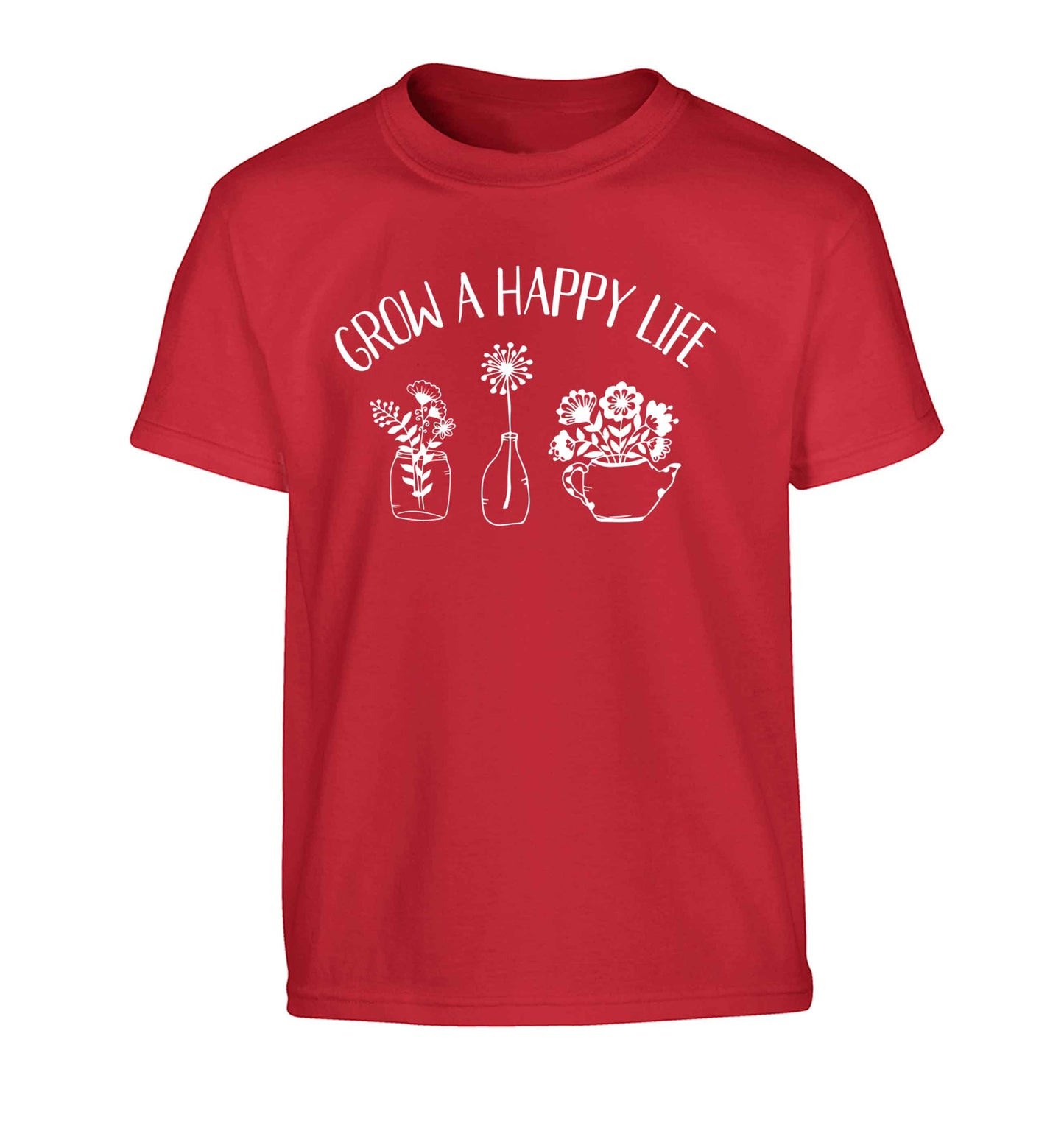 Grow a happy life Children's red Tshirt 12-13 Years