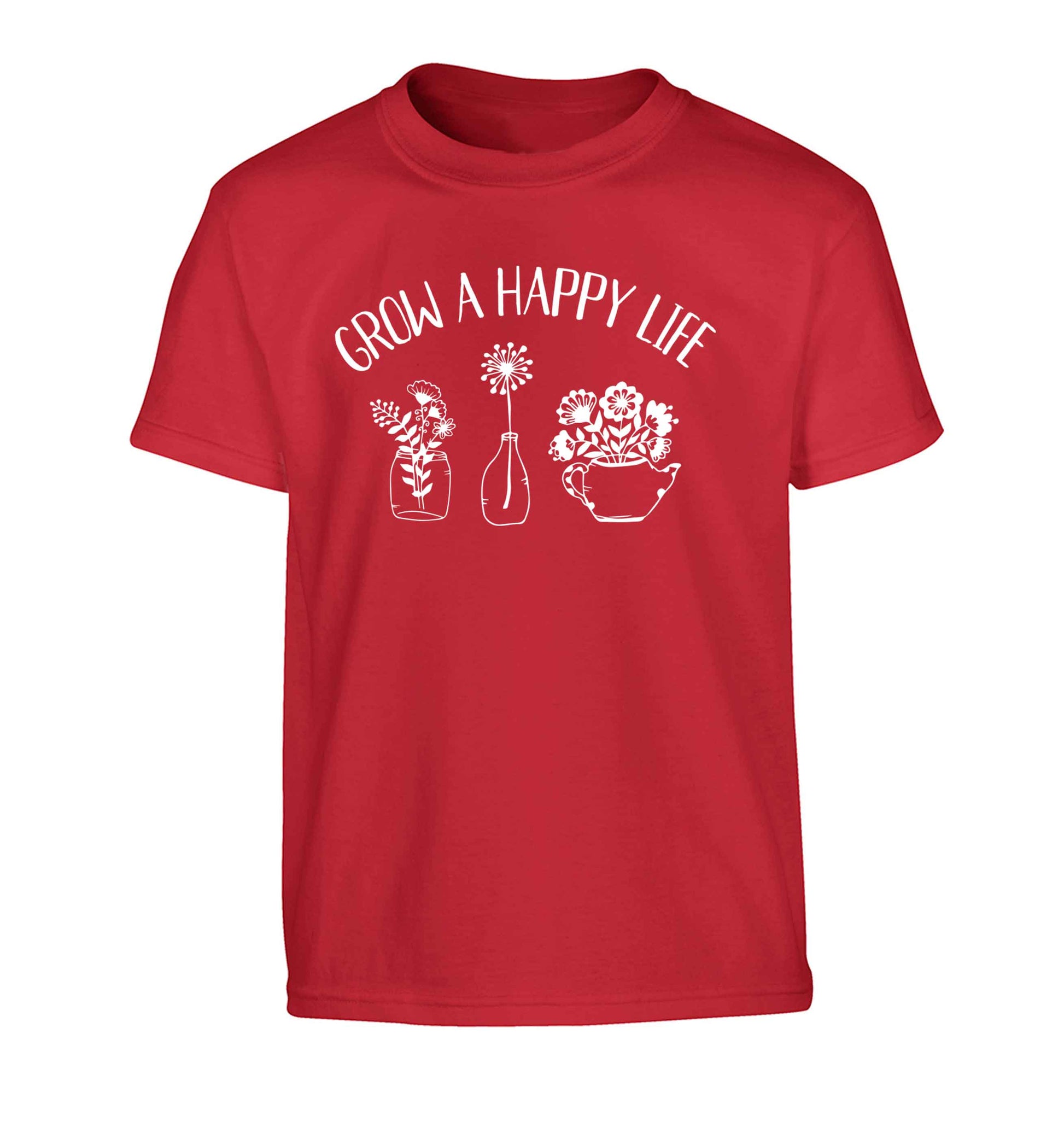 Grow a happy life Children's red Tshirt 12-13 Years