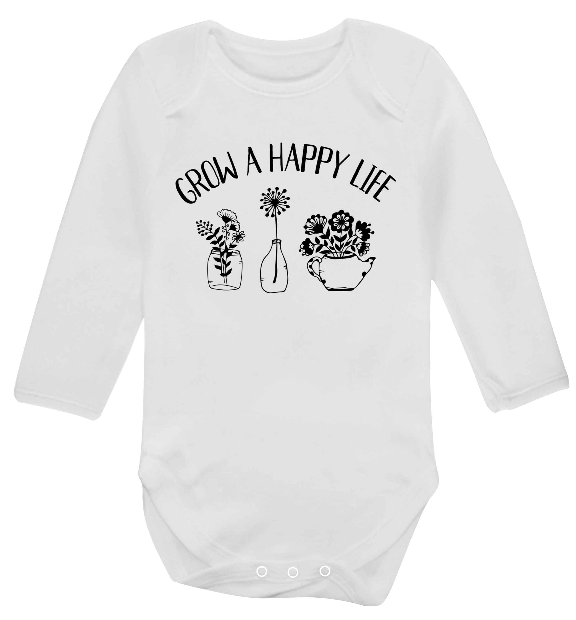 Grow a happy life Baby Vest long sleeved white 6-12 months