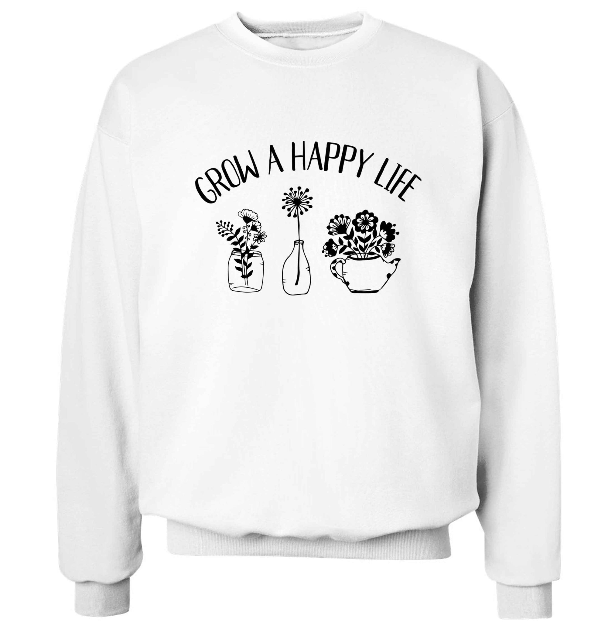 Grow a happy life Adult's unisex white Sweater 2XL