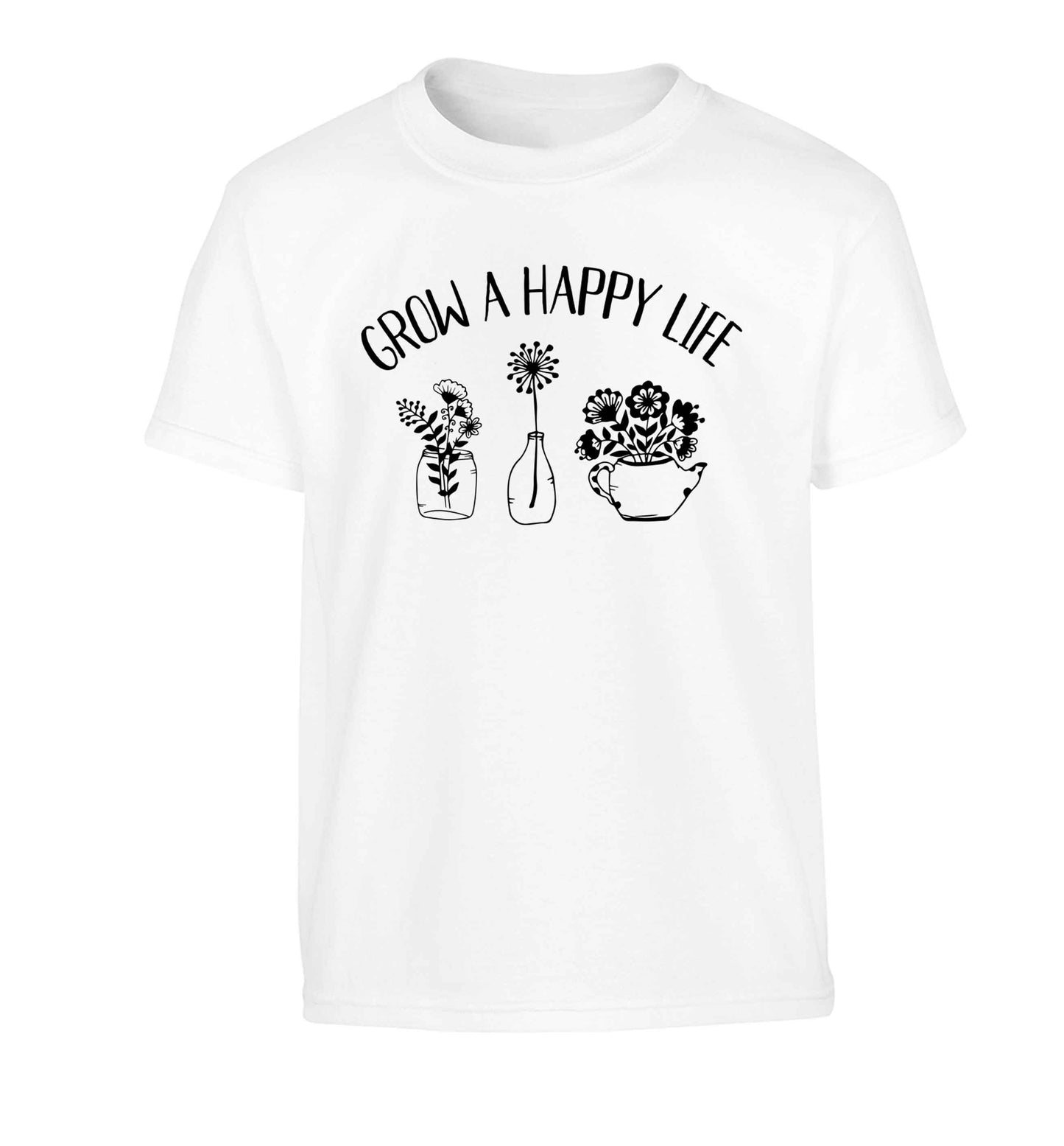 Grow a happy life Children's white Tshirt 12-13 Years