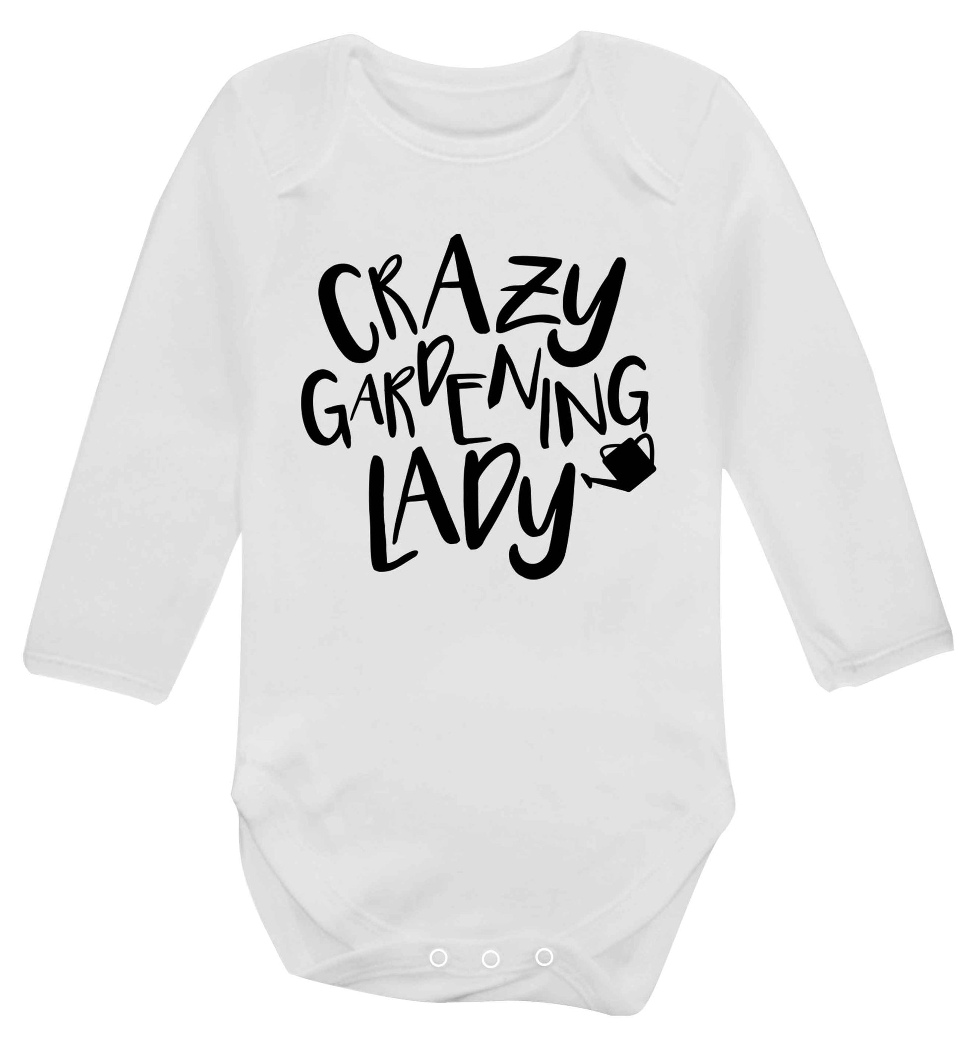 Crazy gardening lady Baby Vest long sleeved white 6-12 months
