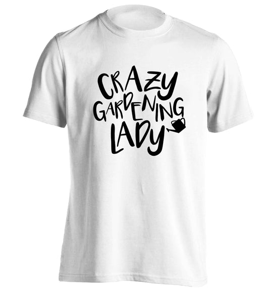 Crazy gardening lady adults unisex white Tshirt 2XL