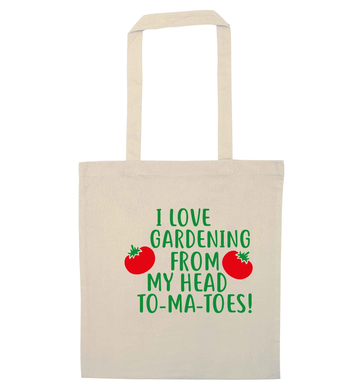 I love gardening from my head to-ma-toes natural tote bag