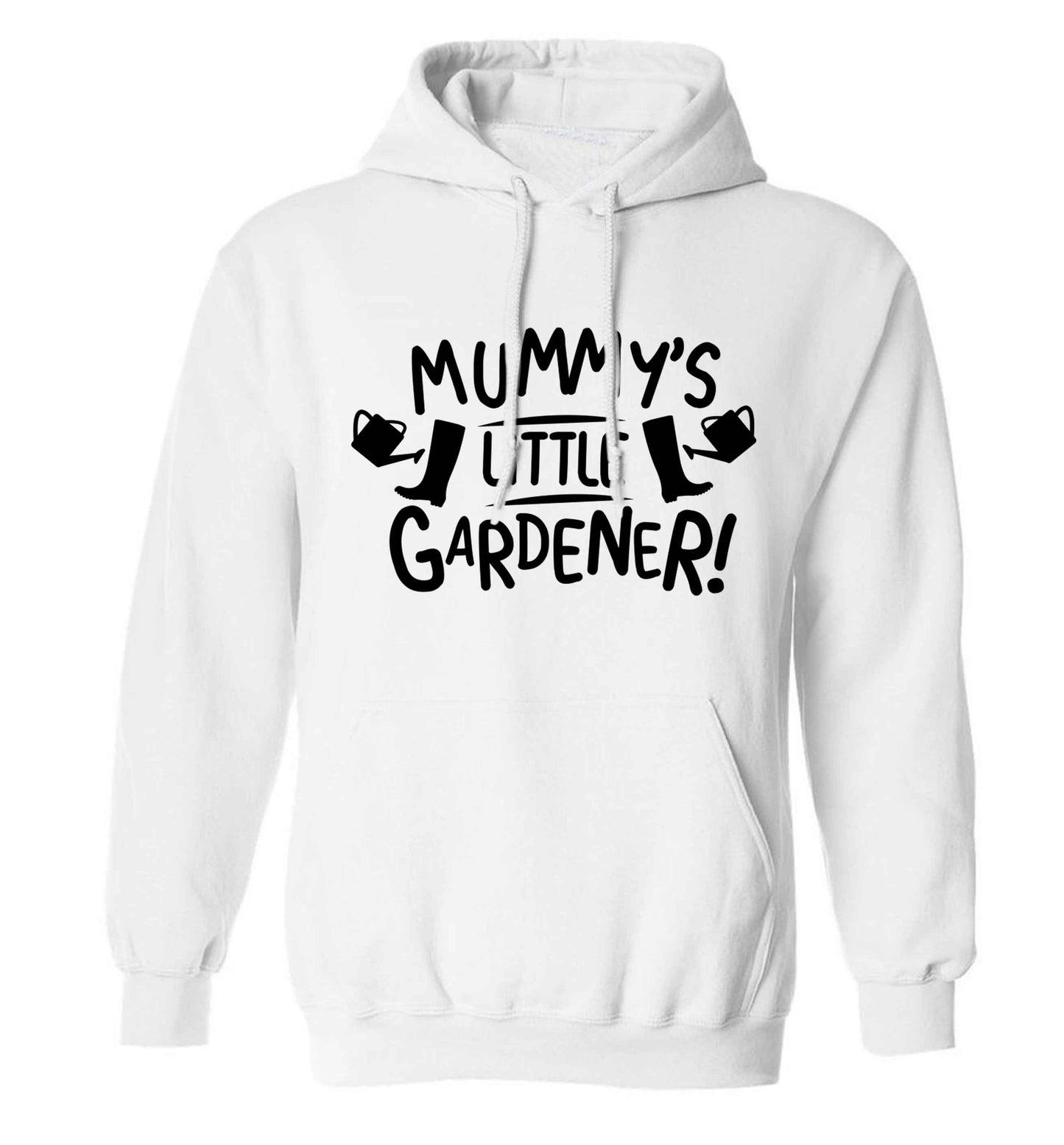 Mummy's little gardener adults unisex white hoodie 2XL