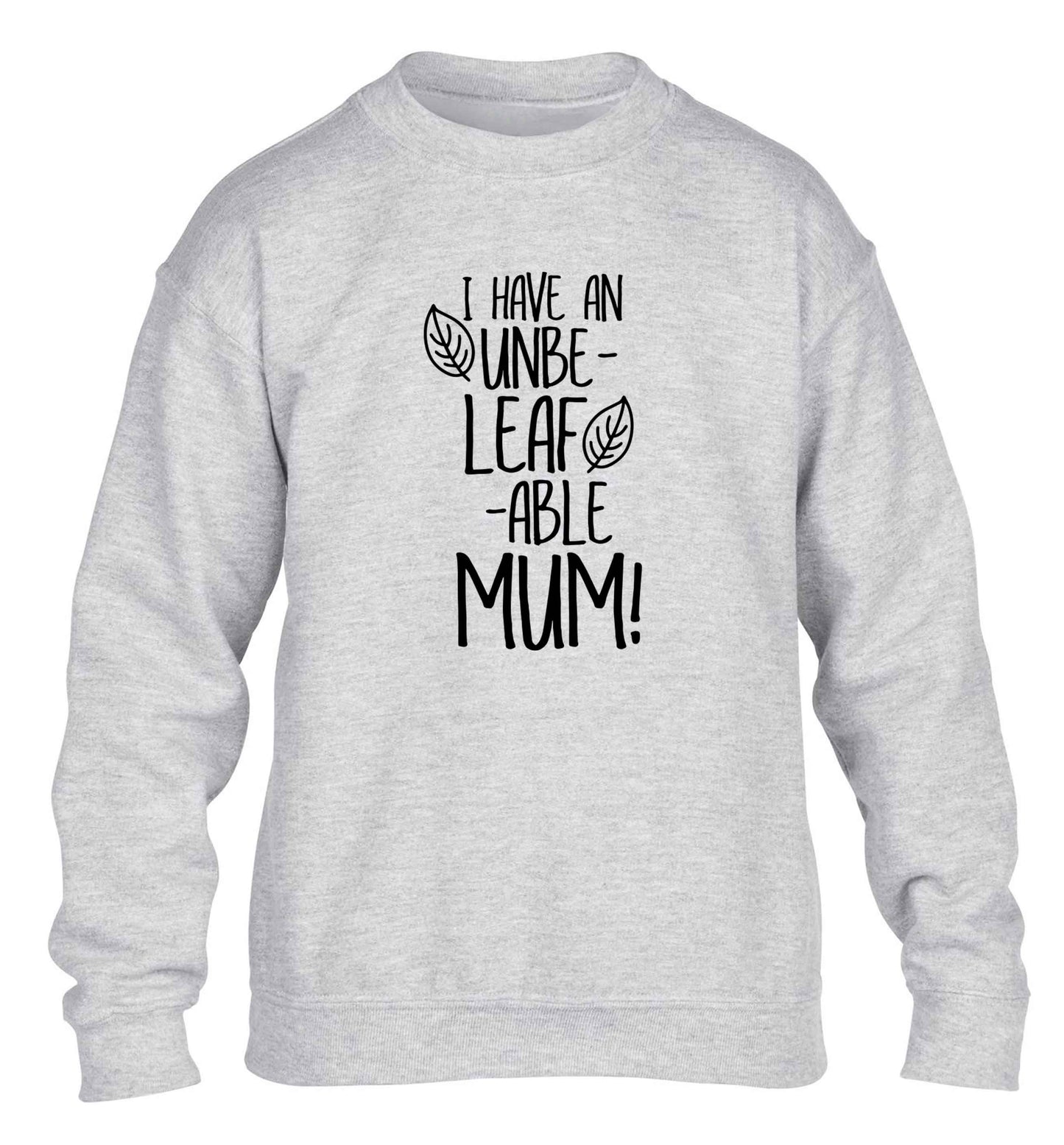 I have an unbeleafable mum! children's grey sweater 12-13 Years