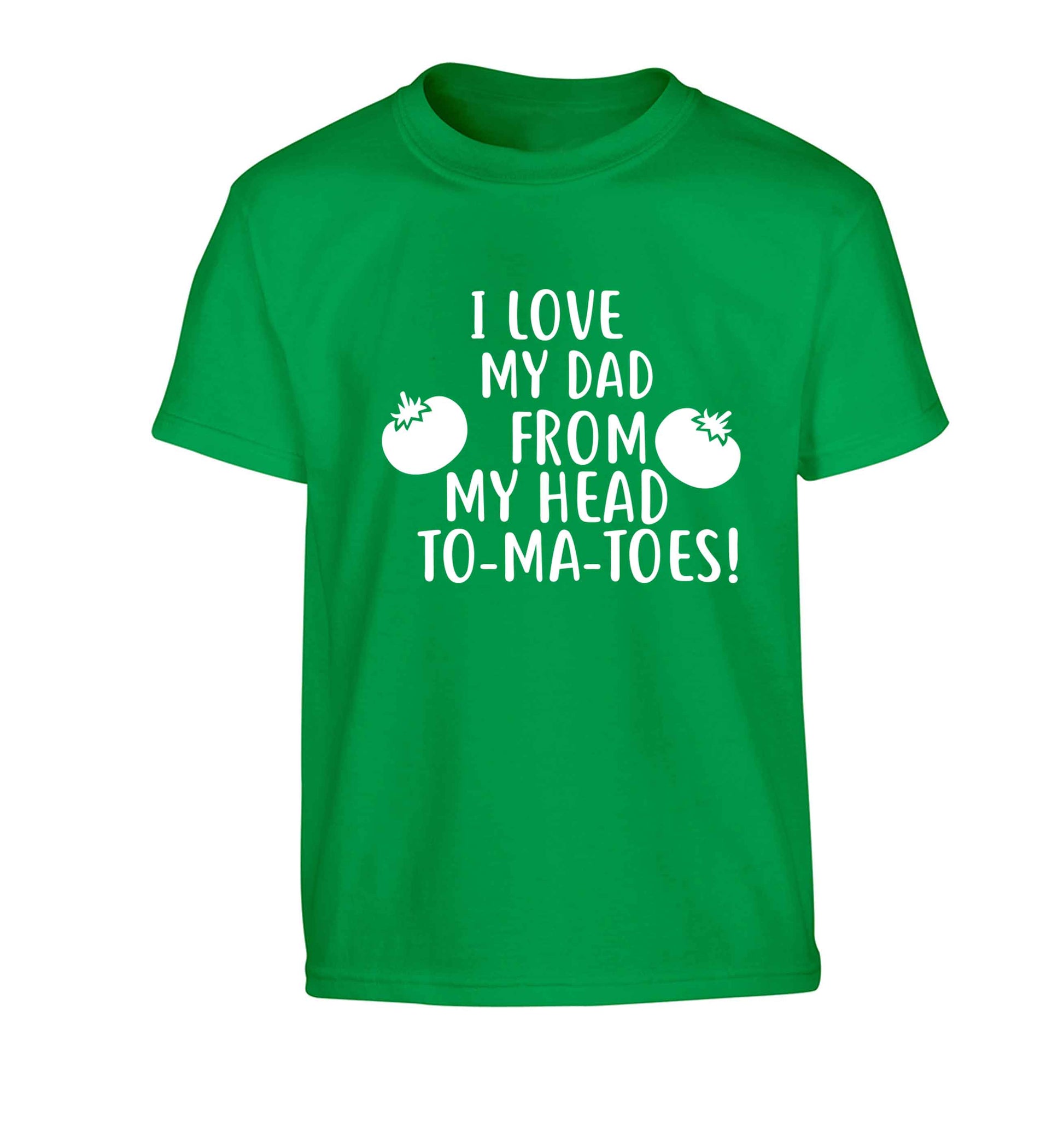 I love my dad from my head to-ma-toes Children's green Tshirt 12-13 Years