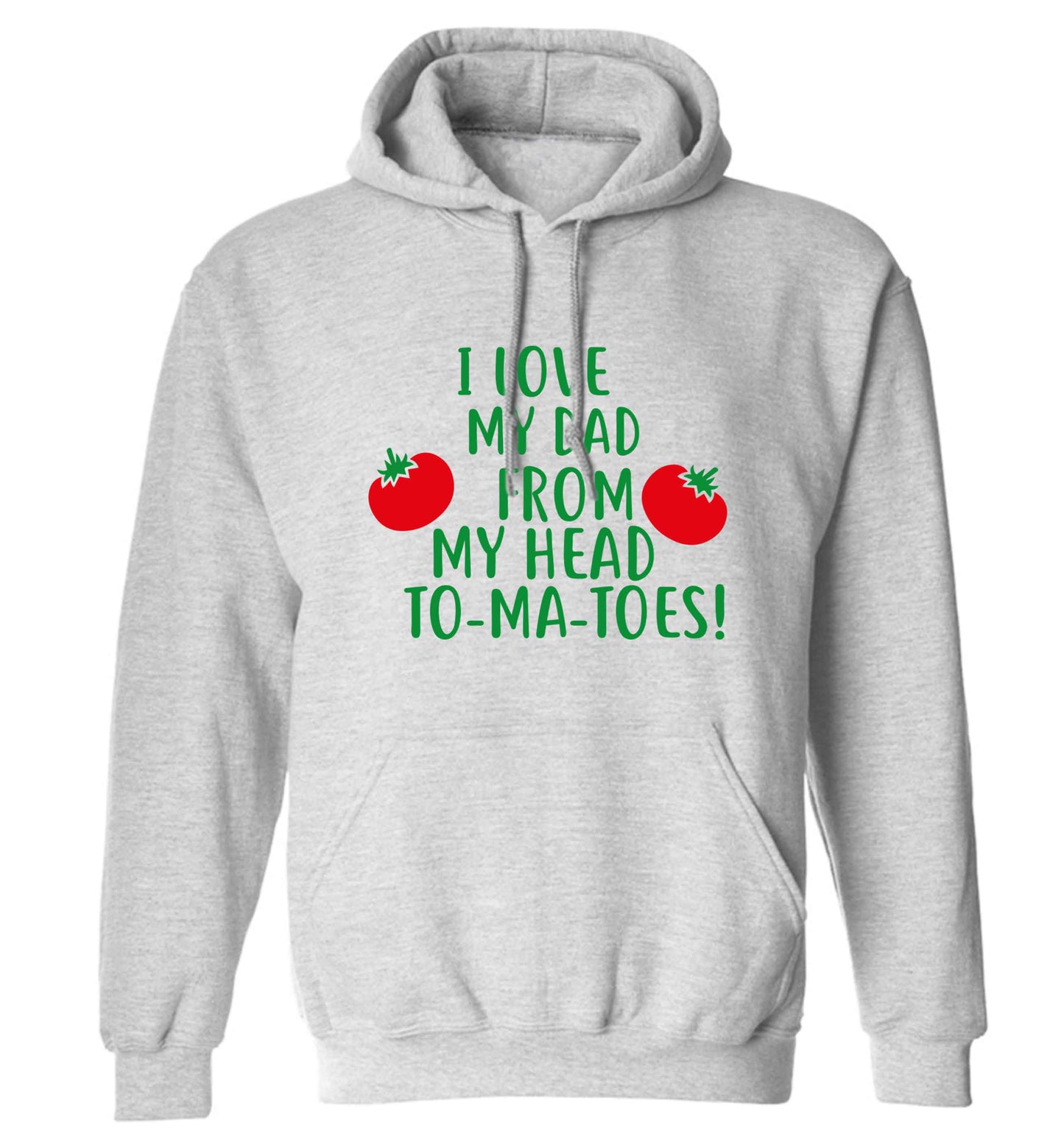 I love my dad from my head to-ma-toes adults unisex grey hoodie 2XL