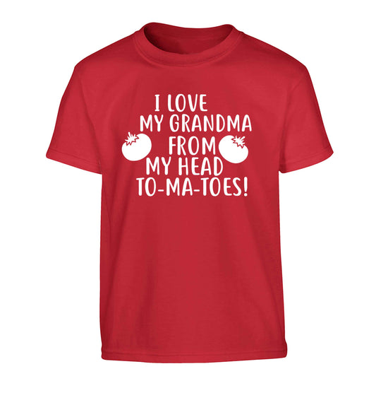 I love my grandma from my head to-ma-toes Children's red Tshirt 12-13 Years