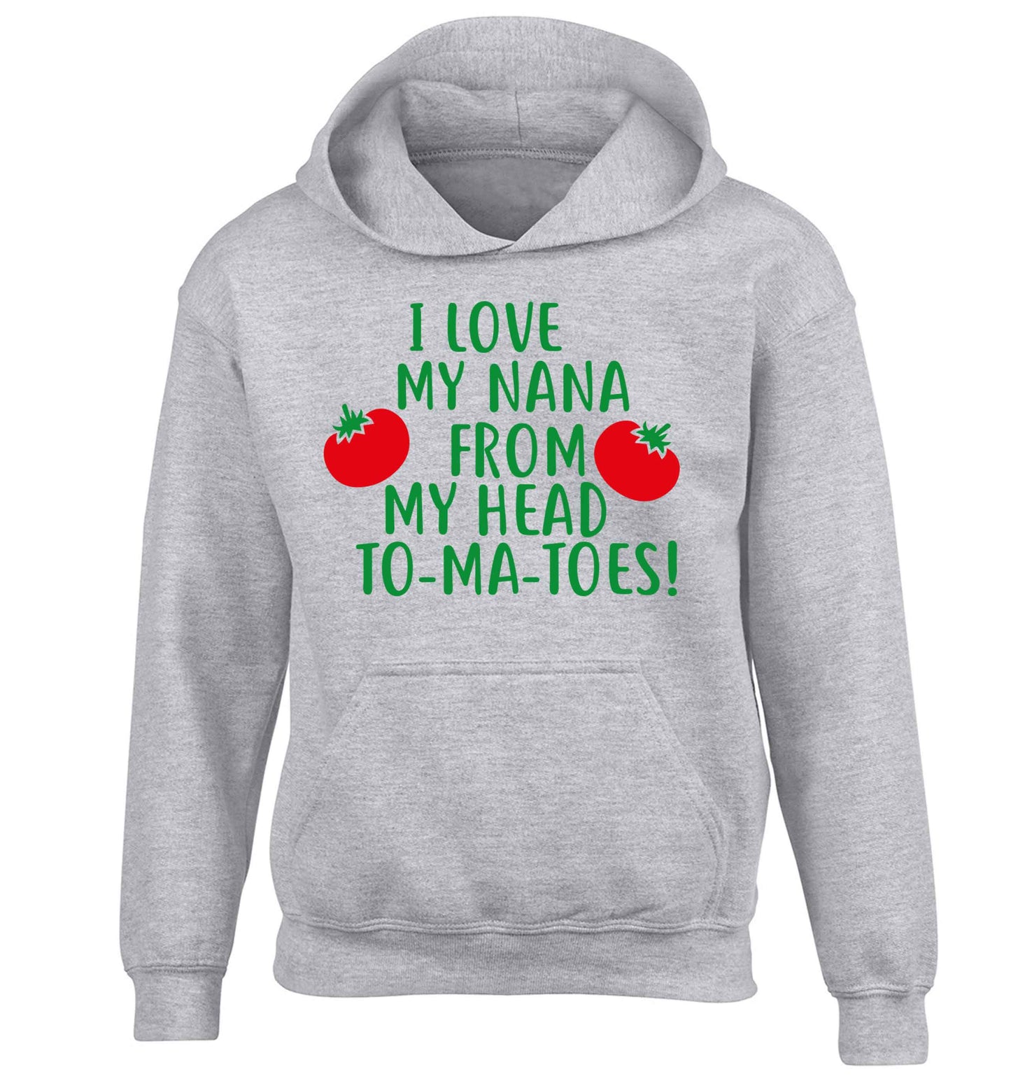 I love my nana from my head to-ma-toes children's grey hoodie 12-13 Years