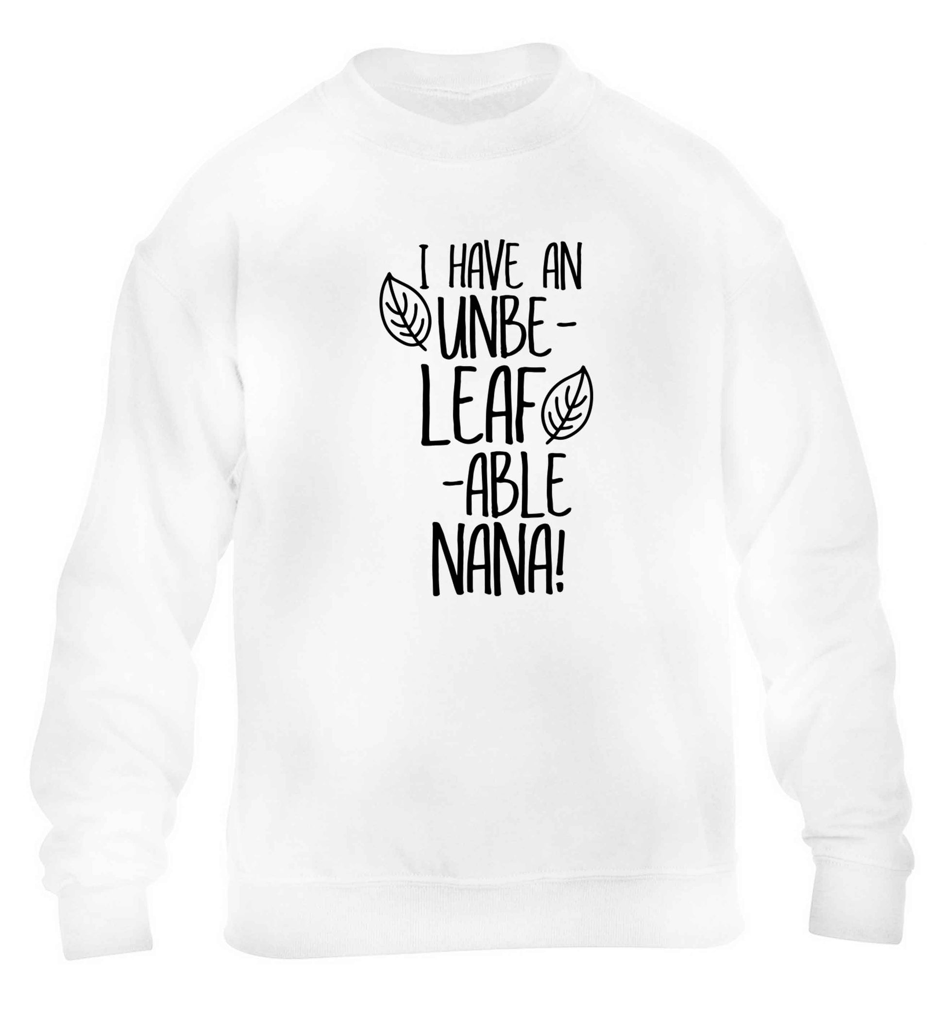I have an unbe-leaf-able nana children's white sweater 12-13 Years