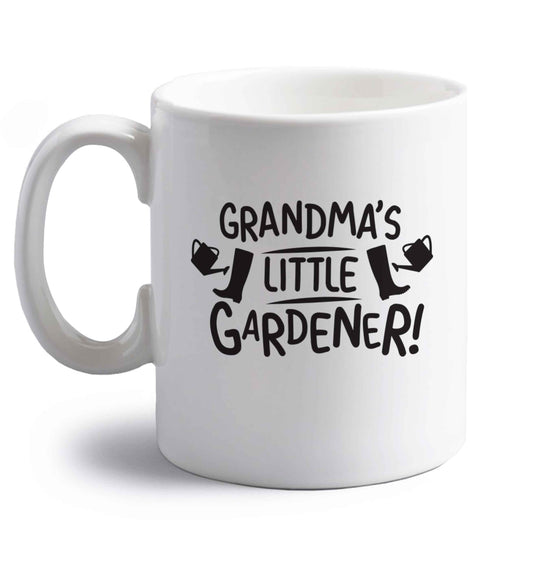 Grandma's little gardener right handed white ceramic mug 