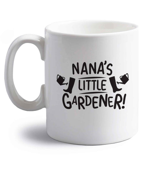 Nana's little gardener right handed white ceramic mug 